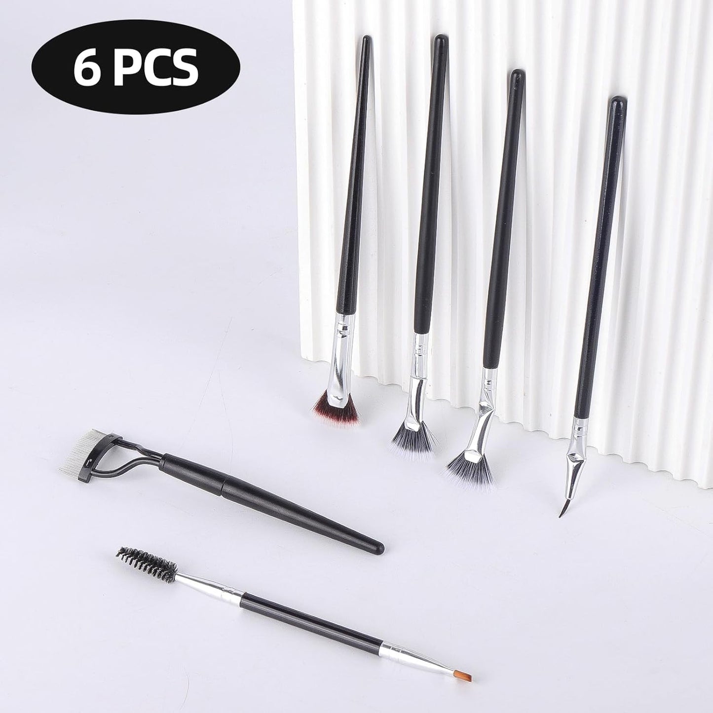 6 Pack Eyelash & Eyebrow Combs, Dual-ended Spoolie Mascara Brush and Lash Separator Tool for Eyelash Extensions