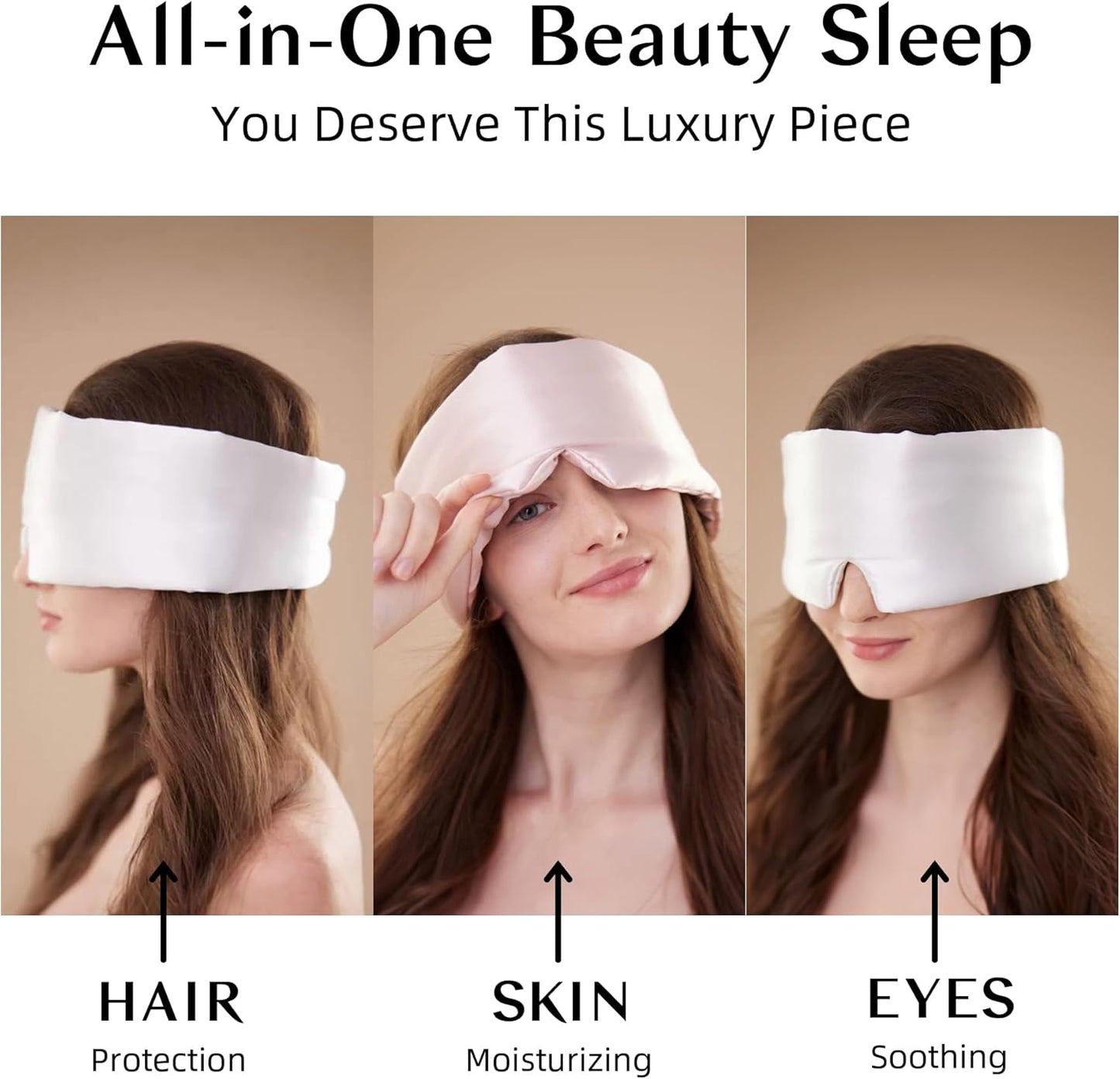 Silk Sleep Mask for Women and Men, Side Sleeper, 22 Momme Pure Mulberry Silk Total Blackout 100% Mulberry Eye Mask with Adjustable Headband Full Size, Eye Masks for Sleeping and Travel