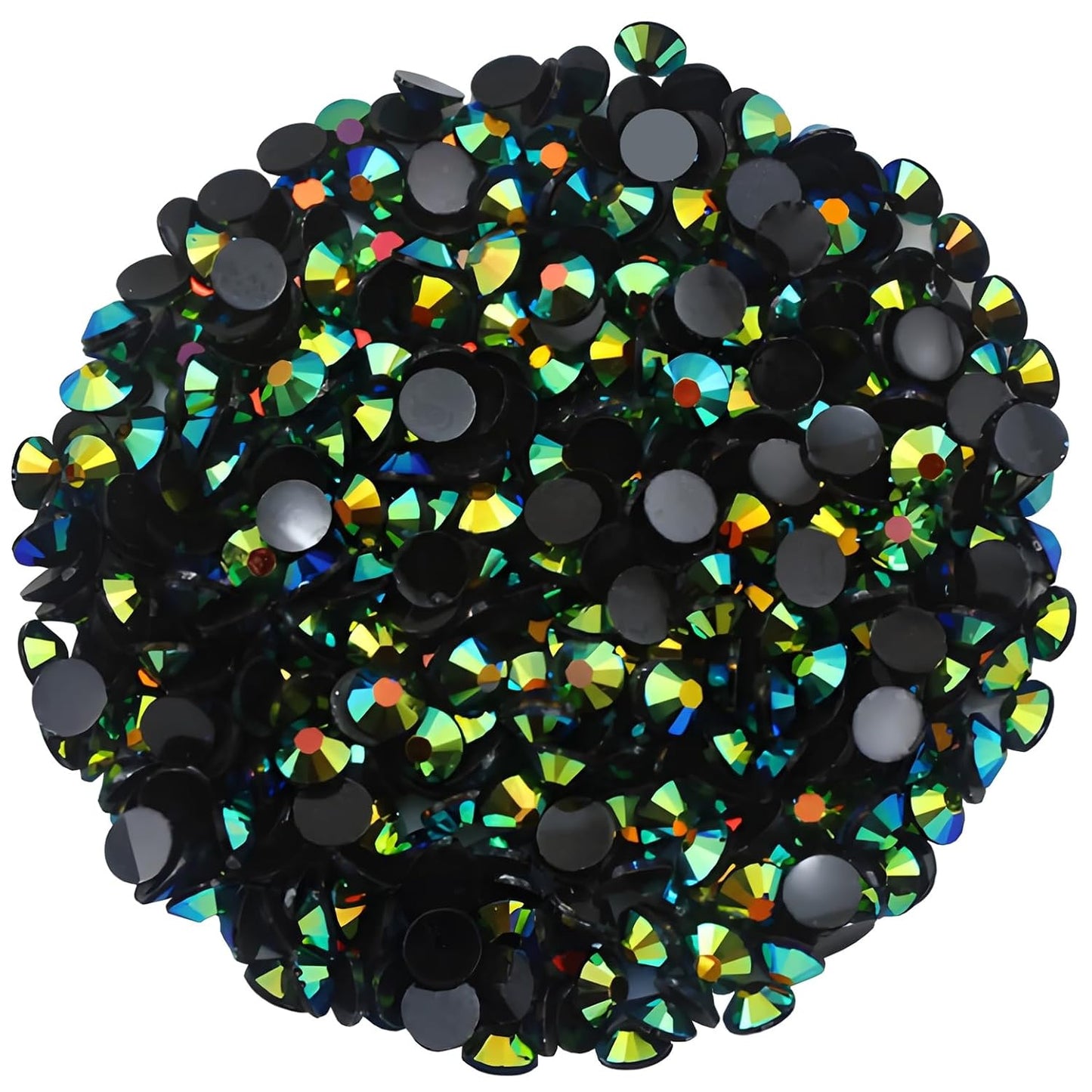 1440 Pcs SS20 5mm Flatback Rhinestones for Nails Art Crafts Glitter Round Shine Gems AB Crystals DIY Clothes Shoes (Black-Bottom Dark Green AB)