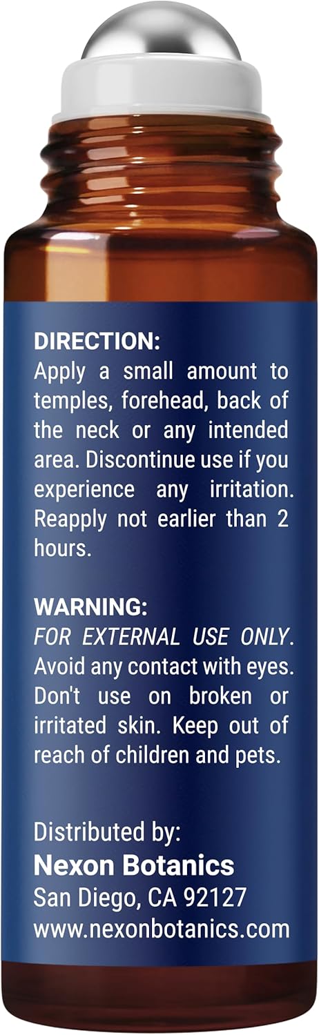 Lavender Essential Oil Roll-On 10 ml - Pure, Natural & Prediluted Oil Blend Roller for Calmness, Relaxation & Skin Care - Nexon Botanics