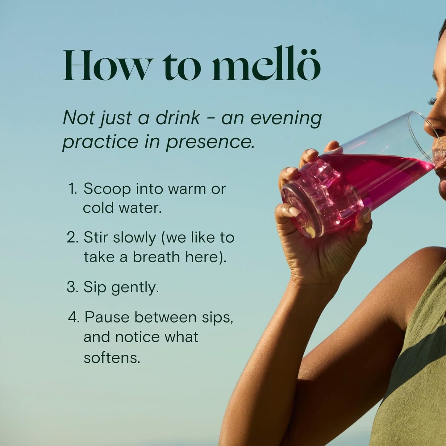 mellö Magnesium Supplement Superblend Powder - Magnesium Glycinate with L-Theanine, GABA, and 70 Trace Minerals - Supports Sleep, Relaxation, Balanced Energy - Pomegranate Flavor, 30 Servings