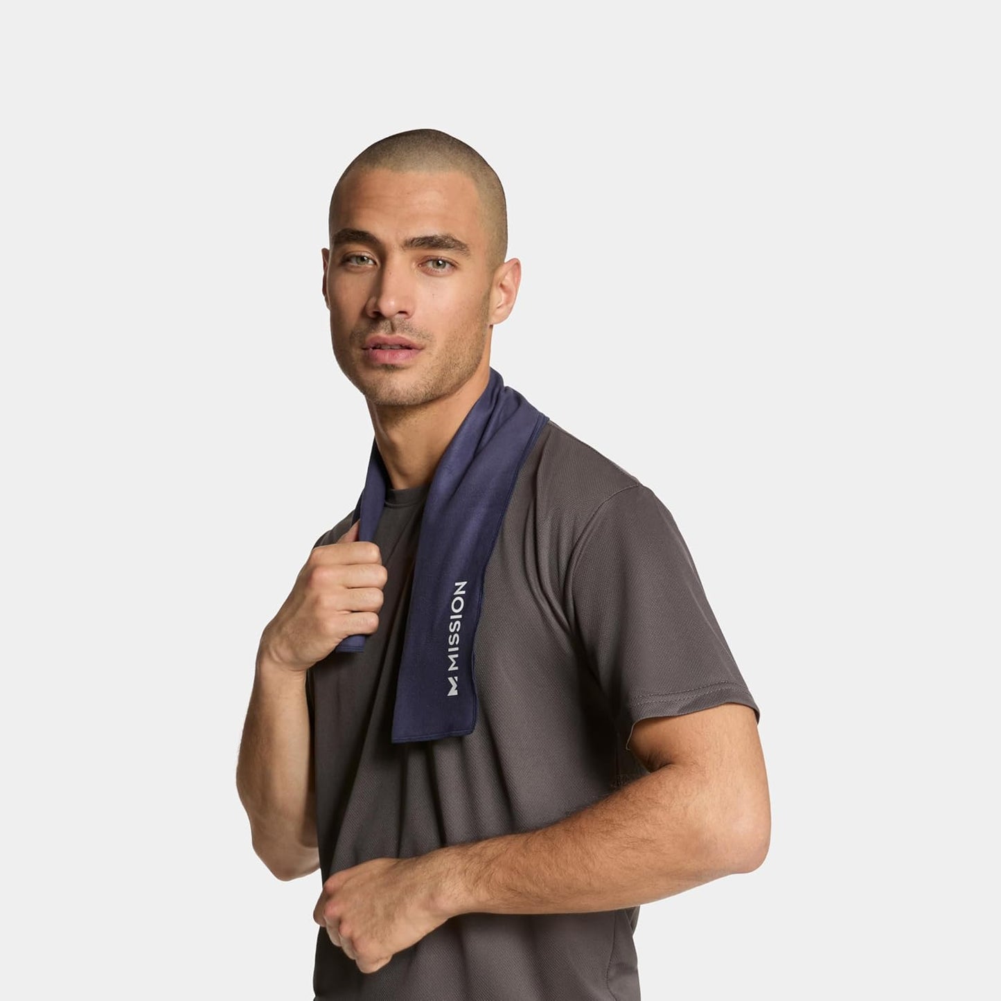 MISSION On-The-Go Cooling Towel - Soft, Lightweight Fabric - Cools Up to 2 Hours - UPF 50 Sun Protection - Machine Washable (Navy)