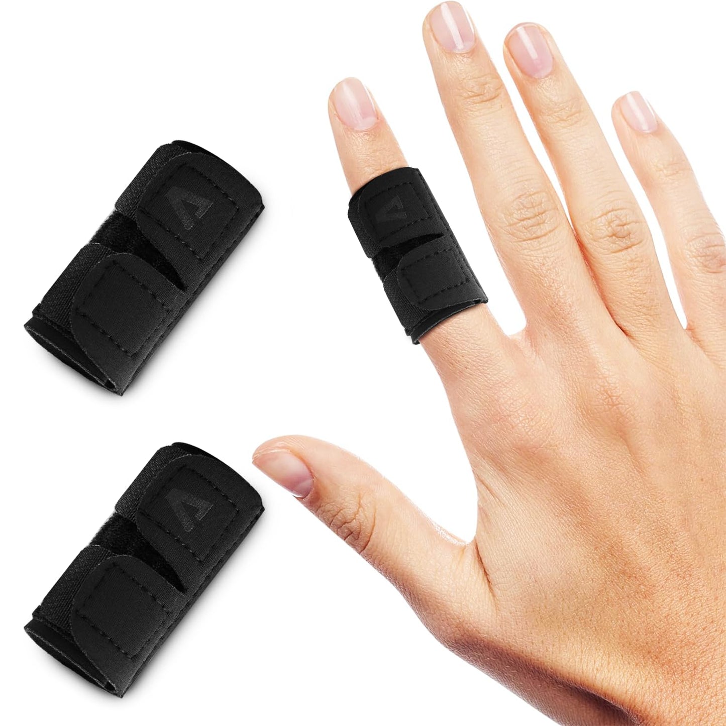 2PCS Finger Splints (No Metal Support) – Adjustable Compression Neoprene Finger Sleeves/Brace for Arthritis, Tendonitis & Pain Relief, Elastic Buddy Straps for Sports (Basketball, Tennis, Volleyball, Badminton) – Single Finger Design, S