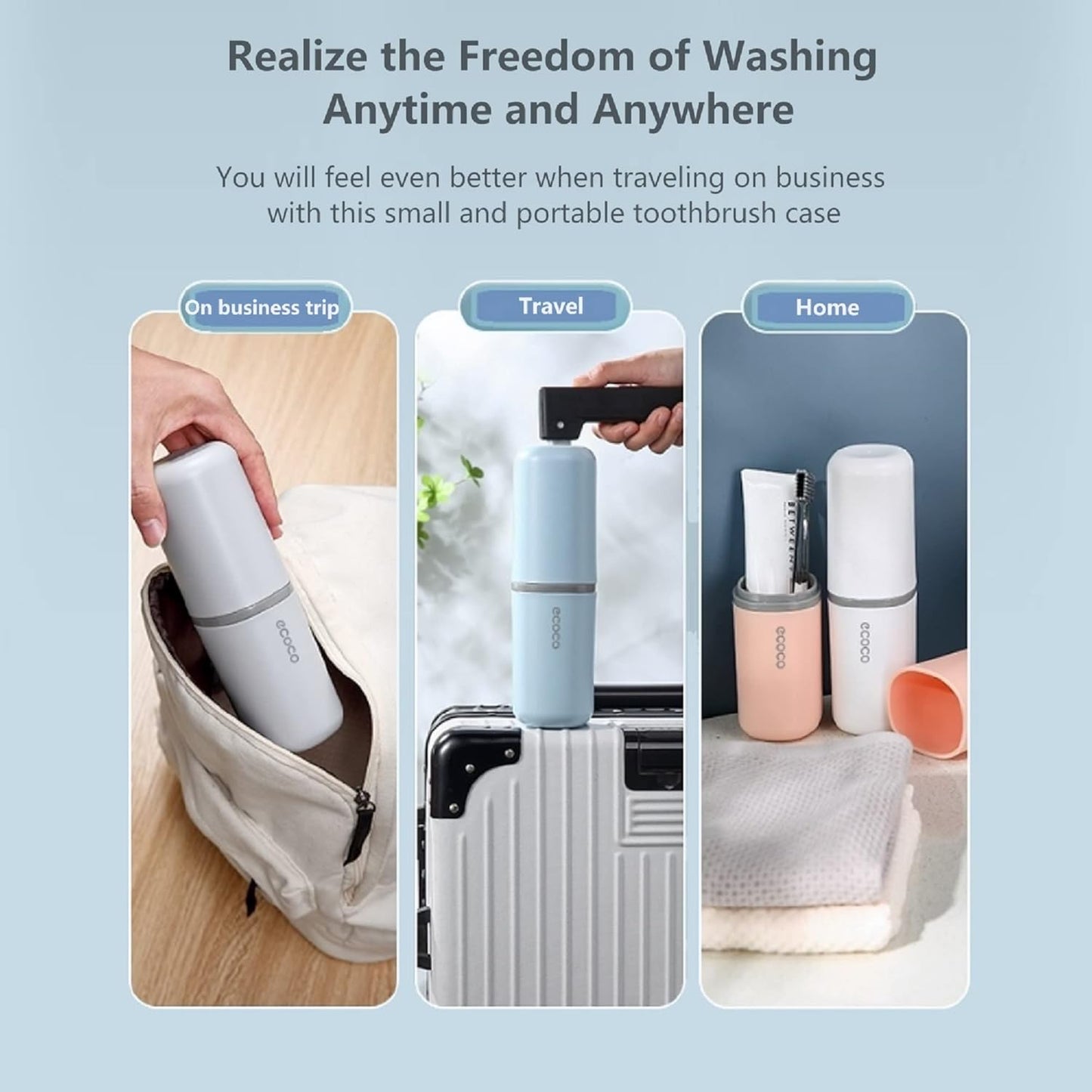 2PCS Toothbrush Travel Case,Multi-Function Portable Toothbrush Cover,Dustproof Toothbrush Holder,Suitable for Business Camping Travel or Daily Use(Pink+Blue)