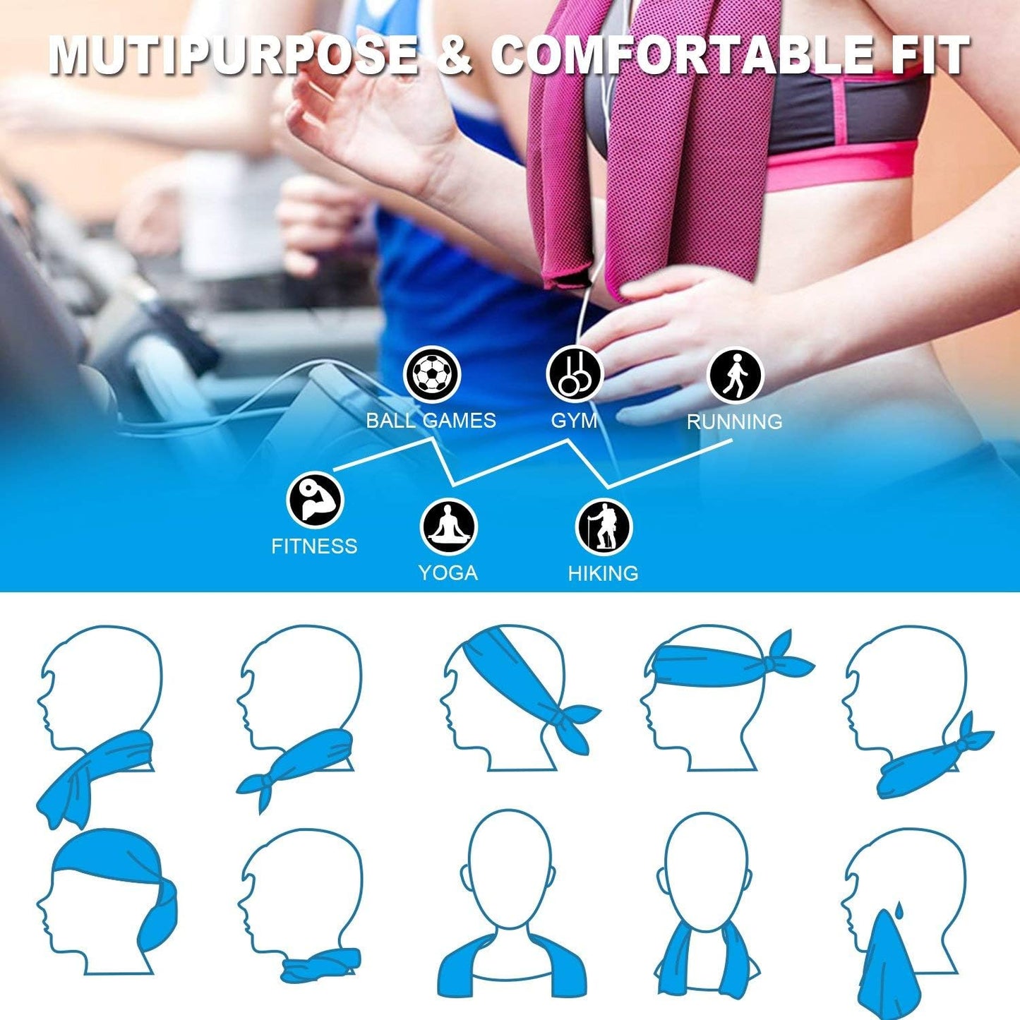 4 Packs Cooling Towel (40"x 12"), Ice Towel, Microfiber, Soft Breathable Chilly Towel Stay Cool for Yoga, Sport, Gym, Workout, Camping, Fitness, Running, Workout & More Activities (Multicolor)