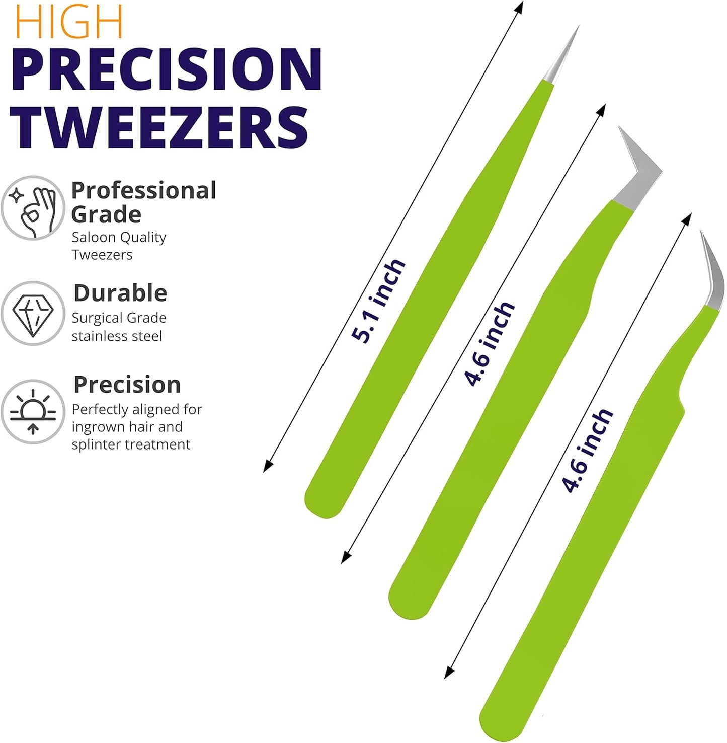 SIVOTE Lash Tweezers for Eyelash Extensions for Volume, Isolation & Classic Lashes, 3 Pack, Green