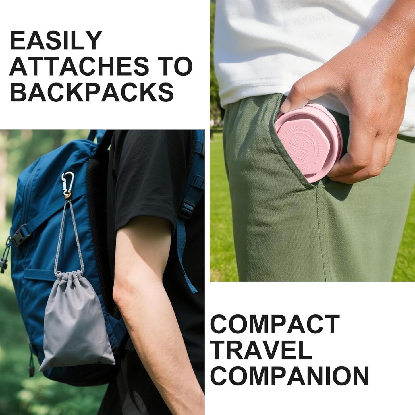 Collapsible Water Cup 6oz/180ml - Collapsible Cup - Silicone Collapsible TravelCup - Silicone Folding Camping Cup with Lids - Foldable Drinking Cup - for Travel, Camping, Hiking, Outdoor Sports