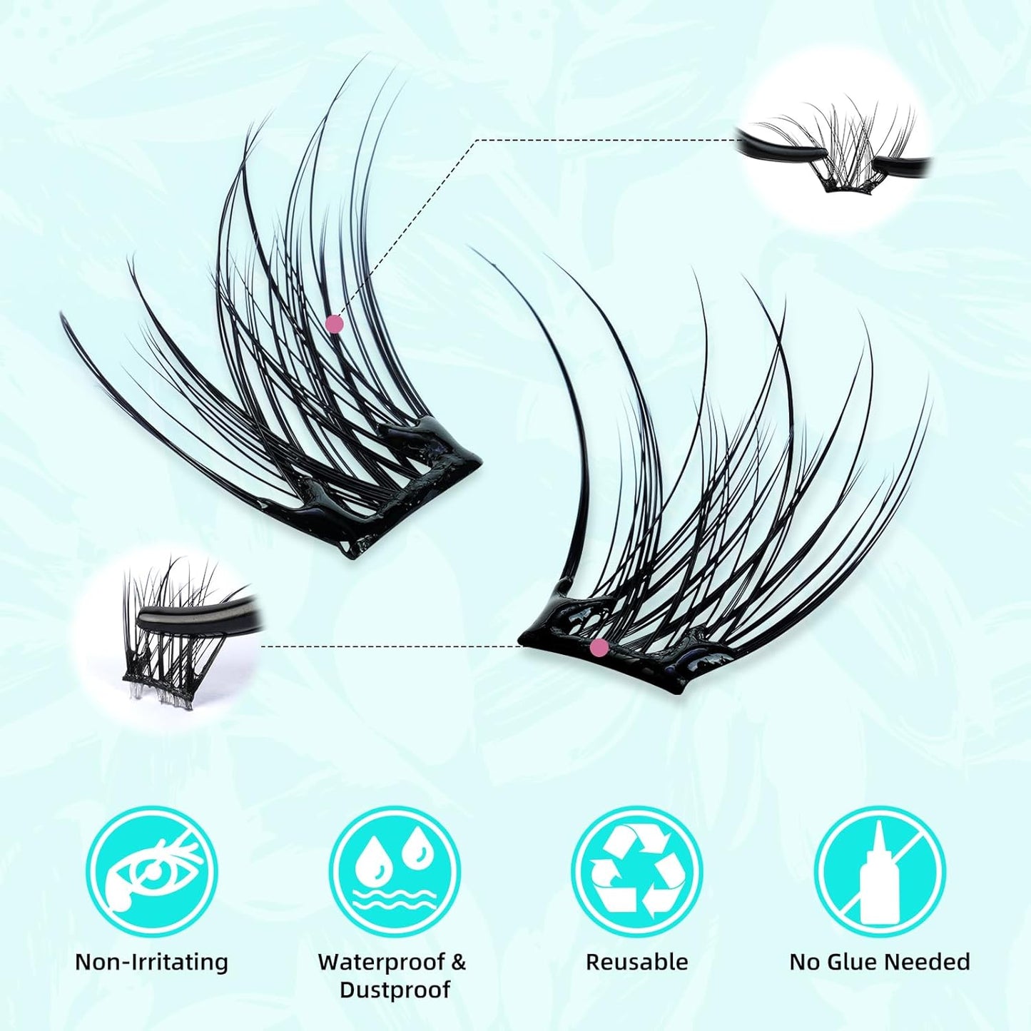120PCS Self Adhesive Eyelashes Natural C Curl 8-16mm Self Adhesive Lash Clusters,No Lash Glue Needed,Impress Lashes Wide Stem Lashes Extension