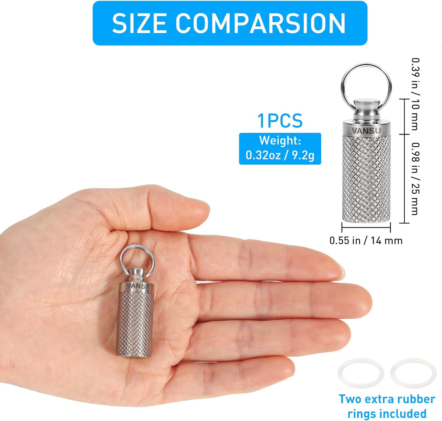 Titanium Waterproof Keychain Pill Holder Container,Portable Mini Size Pill Box Case for Outdoor Travel Camping