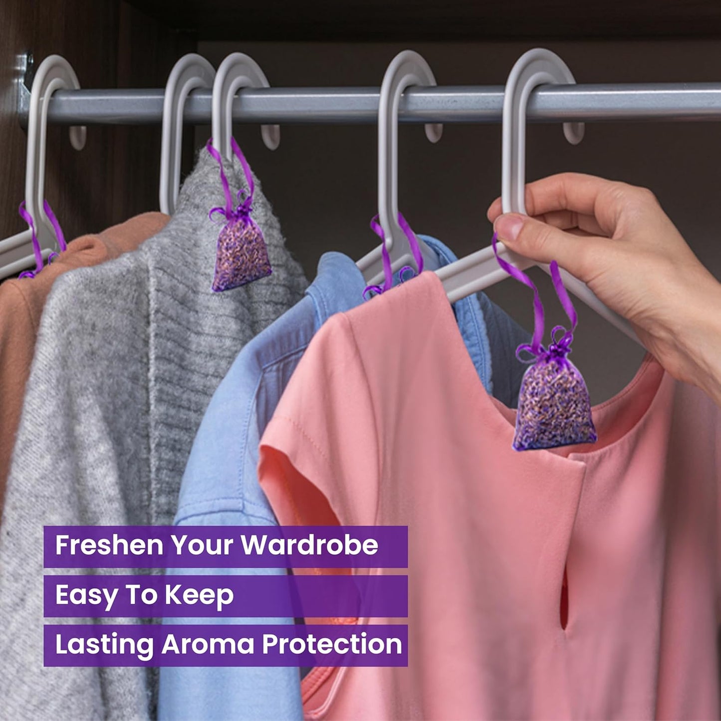 14 Pack Organic Lavender Sachet Bags for Drawers and Closets - Natural Fresh Dried Lavender French Potpourri Bags for Clothes Storage - Scented Sachets for Drawers, Wardrobes, Cars & Home.