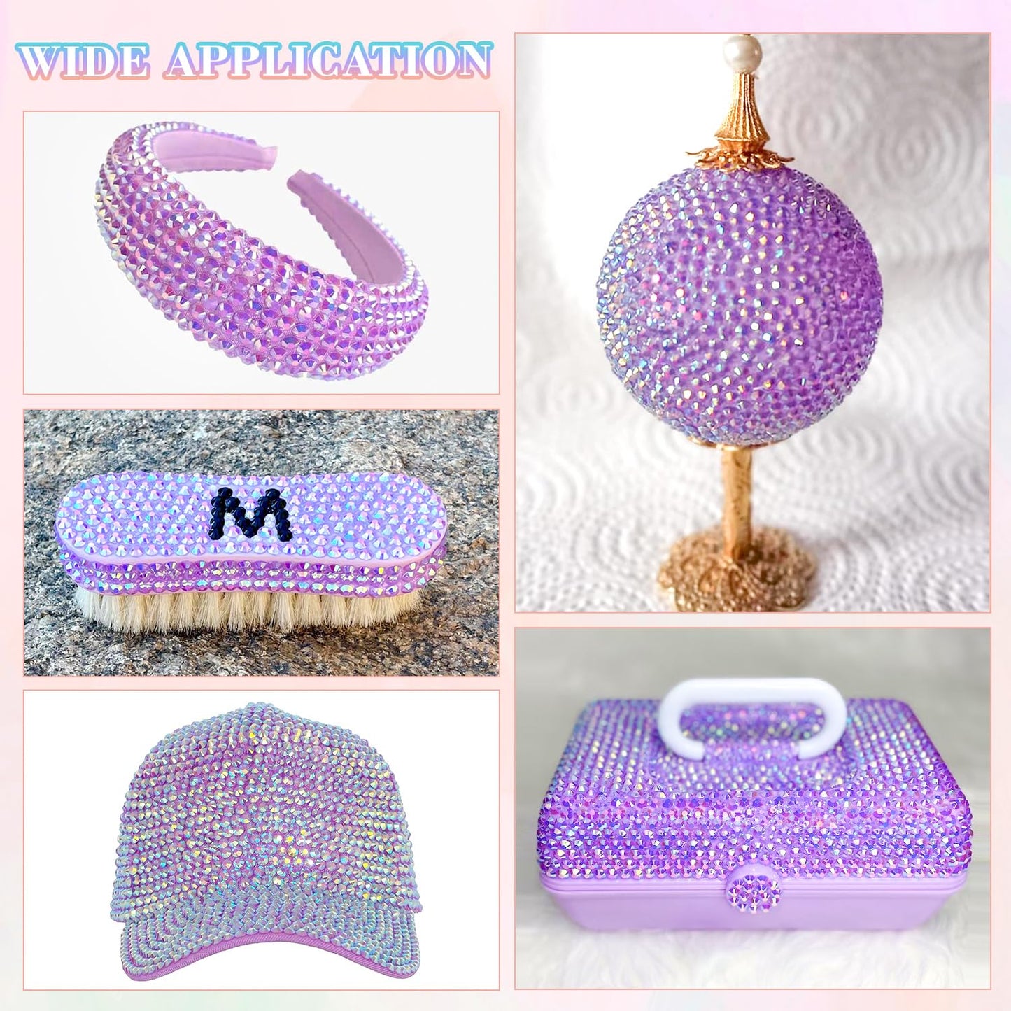 30000Pcs Resin Rhinestones for Bedazzling with 3Pcs B7000 Jewelry Glue, Lavender Purple AB Flatback Gems Rhinestones for Crafting, Clothing Tumblers Mugs Shoes Fabric Decor Nail Art