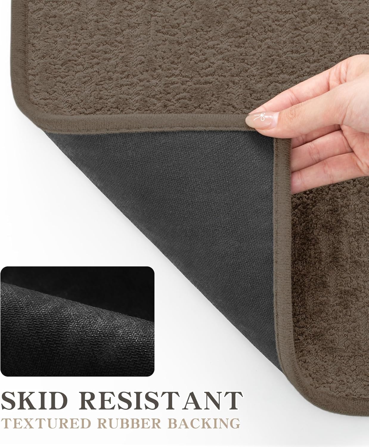 chakme Bathroom Rugs Mat U-Shaped 24x17, Ultra Thin Non Slip Bath Mat Small Quick Dry Absorbent Bath Mat for Bathroom Floor, (Coffee, U-24"x17")