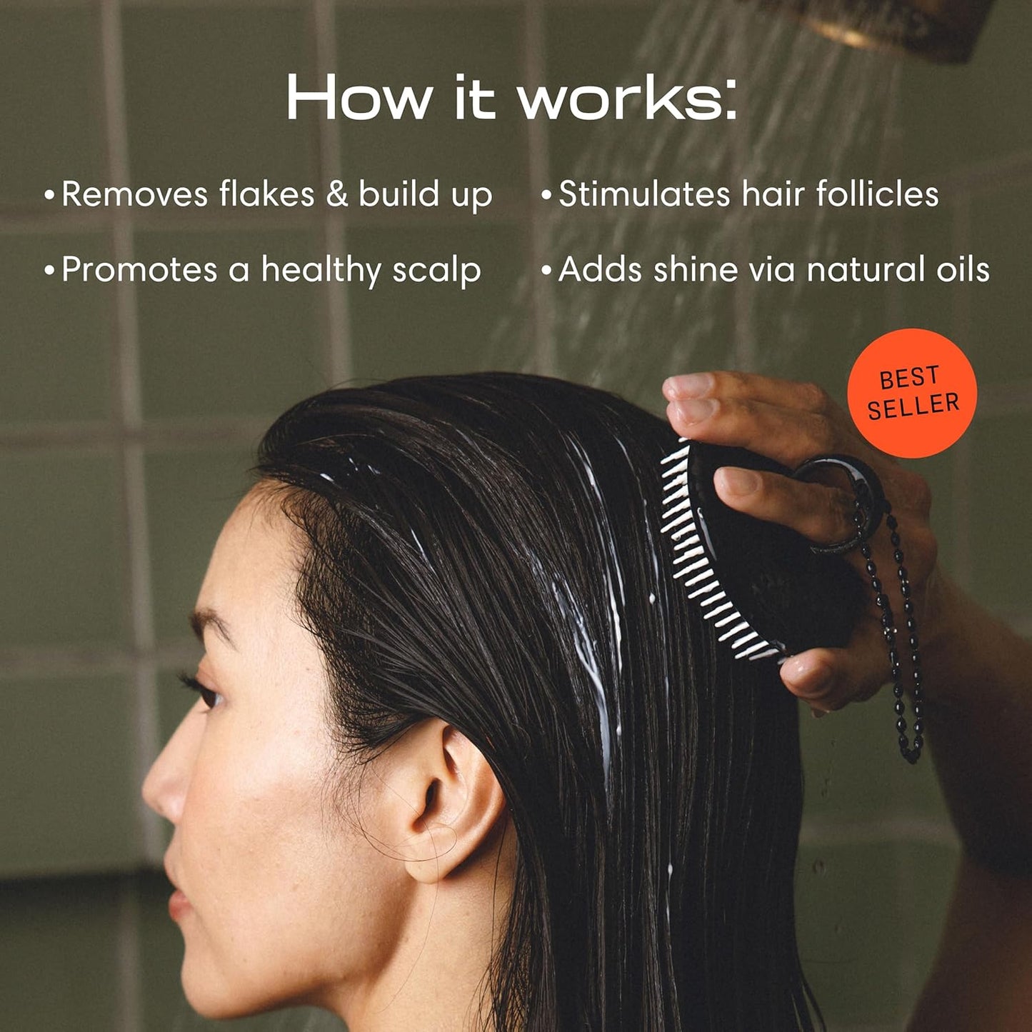 Jupiter Scalp Exfoliator - Scalp Massager Tool for Wet & Dry Hair - Ergonomic Detangler Brush - Dandruff Comb & Scrub to Remove Dandruff & Buildup and Support Circulation - Black