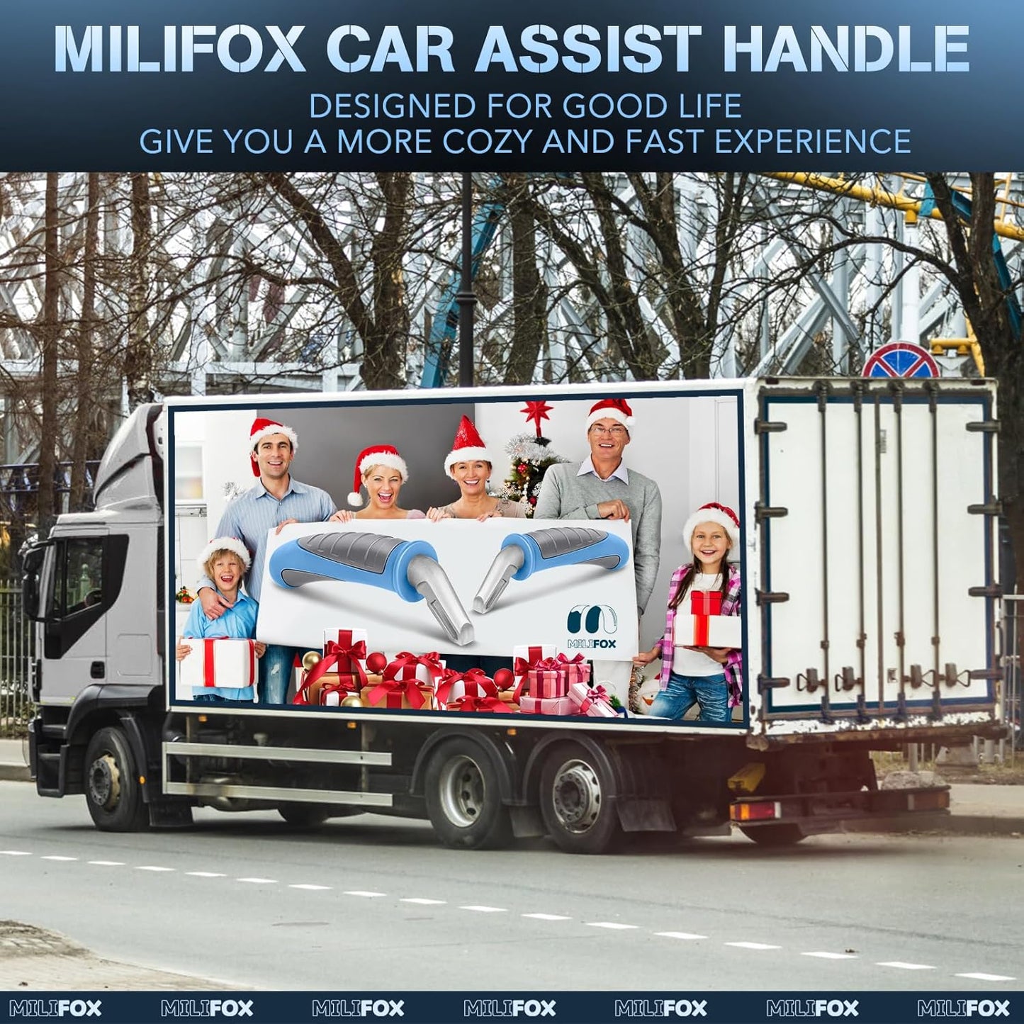 Car Door Handle for Elderly Car Handle Assist Support, Portable Auto Grab Handles for Handicap Seniors, Light Blue and Grey 2 Pcs