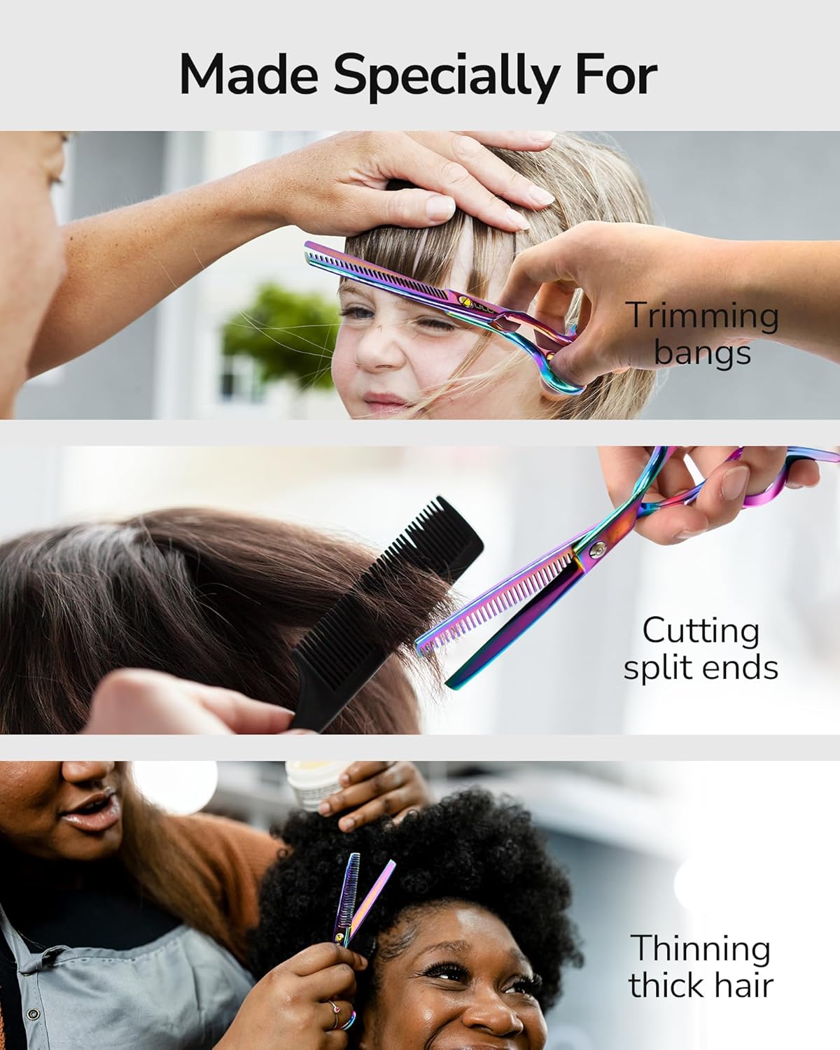 ULG Hair Thinning Scissors Professional Barber’s Texturizing Teeth Shears for Hairdressing, Salon and Home Use Thinning Shears for Hair Cutting, Made of Japanese Stainless Steel, 6.5 inch