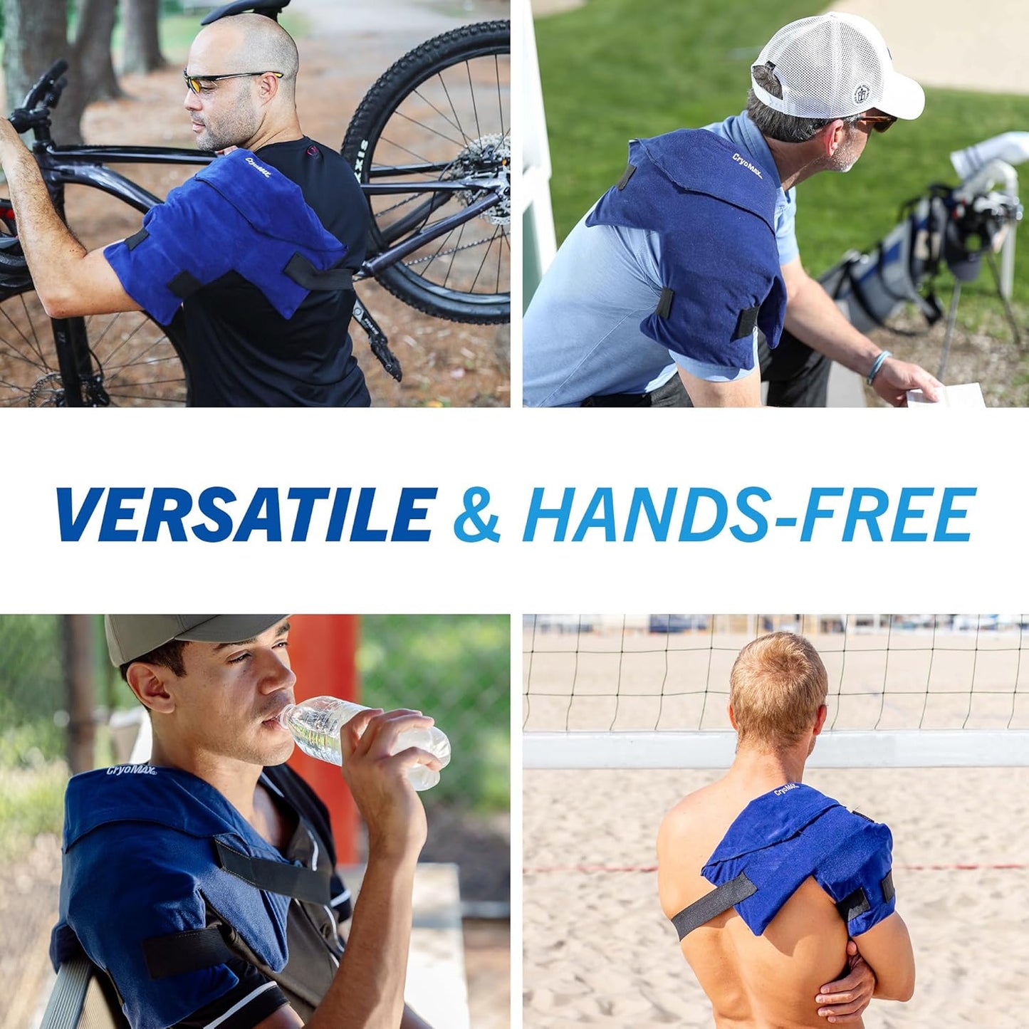 CryoMAX Reusable Cold Pack - 8-Hour Long-Lasting Cold Therapy Ice Pack, Adjustable Wearable Compress Straps, Best for Pain Relief, Injuries, Hip Surgery Swelling, and Migraines - T-Shape (1 Count)