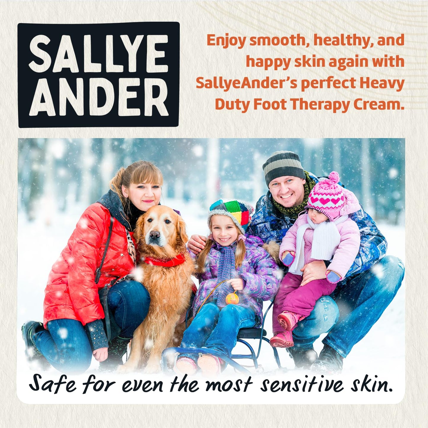 SALLYEANDER Heavy Duty Foot Therapy Cream - 2oz - Essential Oil Infused Healing Formula - Bold Tea Tree Oil, Mint, & Herbal Scent - Moisturize Dry Cracked Feet