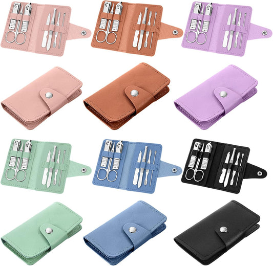 12 Sets Manicure Set, 7 in 1 Stainless Steel Nail Care Kit, Sturdy Manicure Tool Kits with Travel Case, Nail Grooming Kit Gift, for Men and Women(6 Colors)