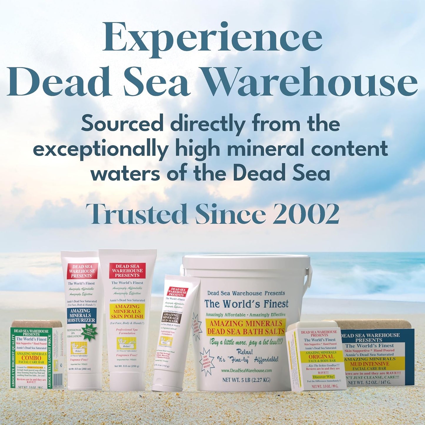 Dead Sea Warehouse - Dead Sea Salts for Soaking - 100% Dead Sea Mineral Bath Salts - Great for Soothing Muscles Aches, Relaxation, Alleviate Skin Issues - Unscented - 18.5 LBS