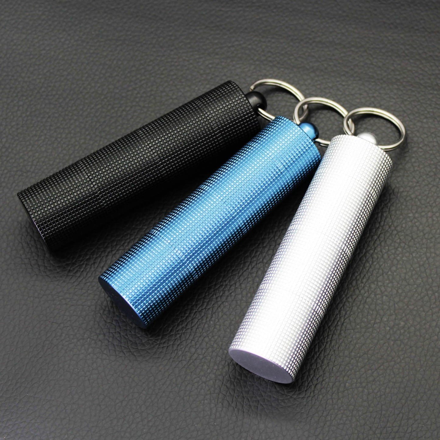 PPFISH Portable Daily Pill Case, 3 Compartments Anti-Skid Aluminum Alloy Waterproof Pill Box Dispenser, Small Pocket Pill Container, Keychain Pill Fob, Travel Pill Holder for Men Women