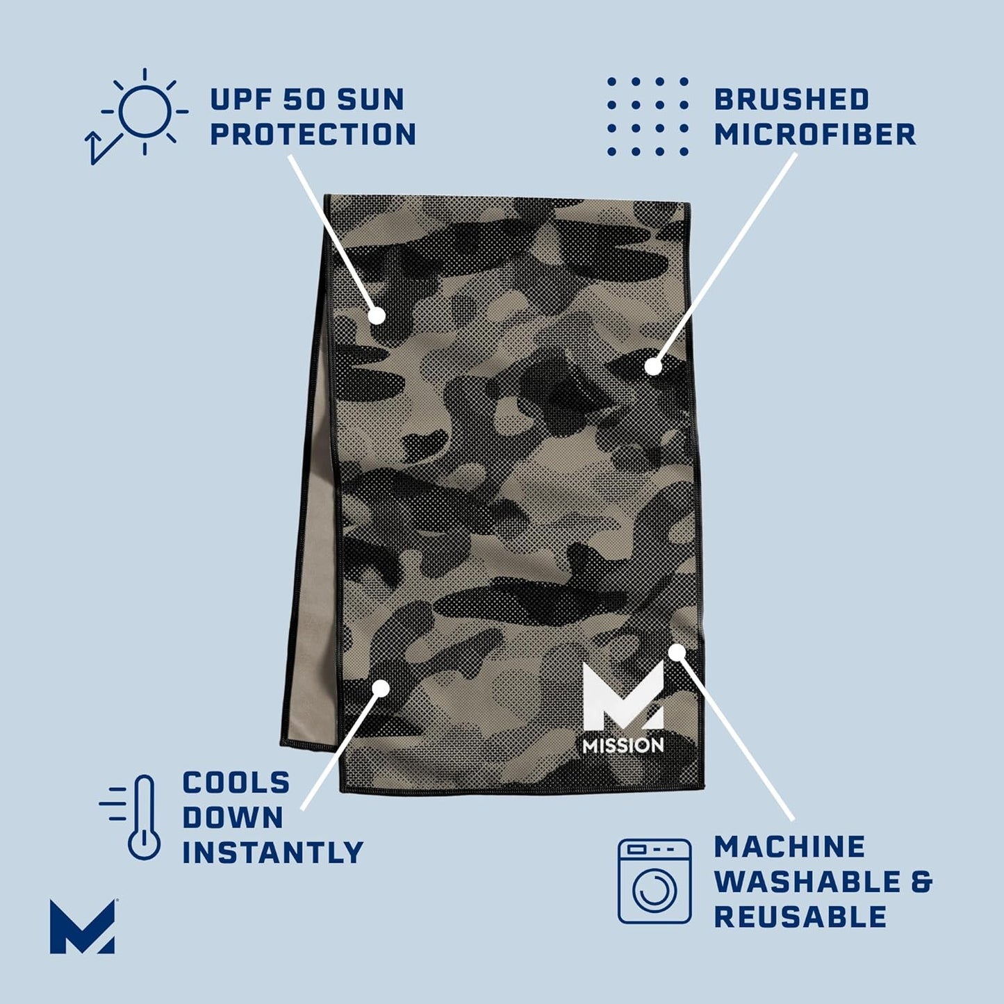 MISSION Original Cooling Towel - Soft, Durable Microfiber - Cools Up to 2 Hours - UPF 50 Sun Protection - Machine Washable