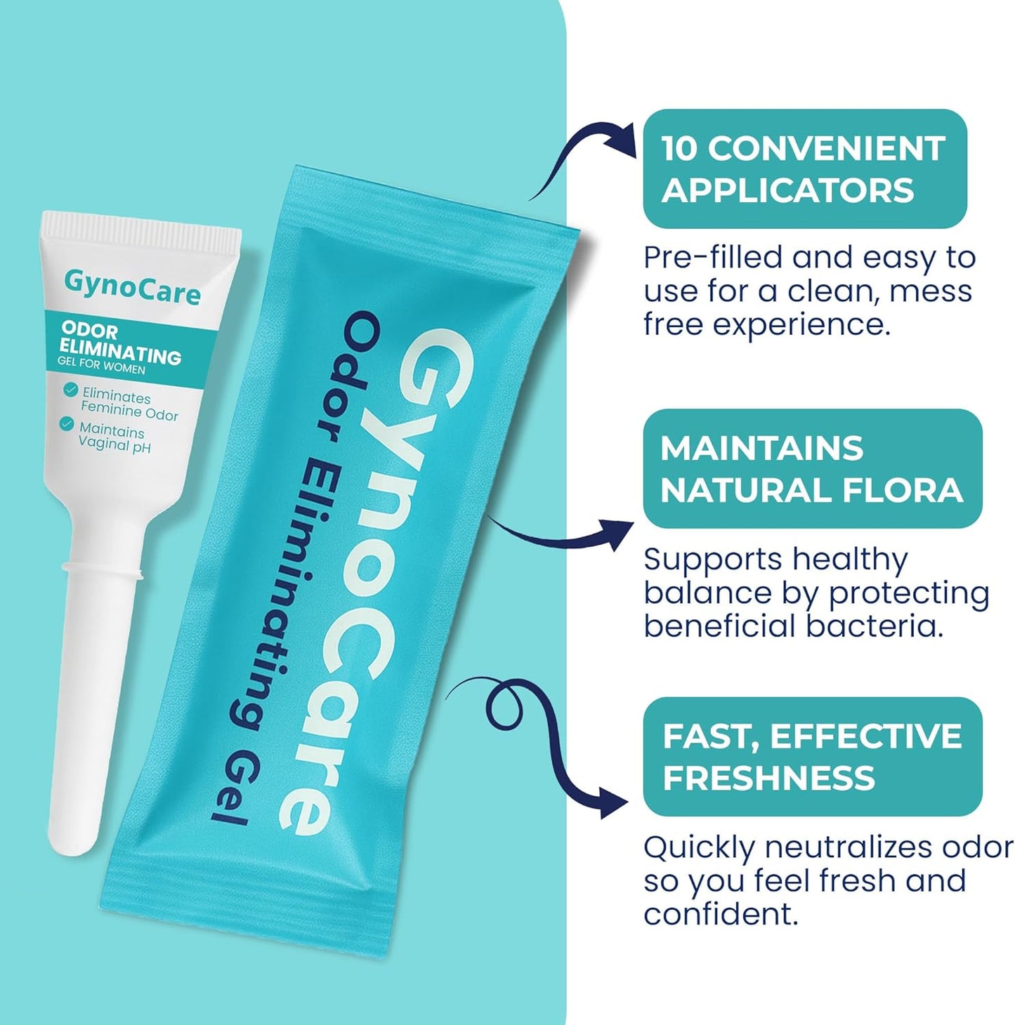 pH Balance for Women Vaginal Odor Eliminating Gel | Feminine Care | Vaginal Health | Support for Feminine Odor & Vaginal Microbiota Imbalance | 10 Pre-Filled Applicators