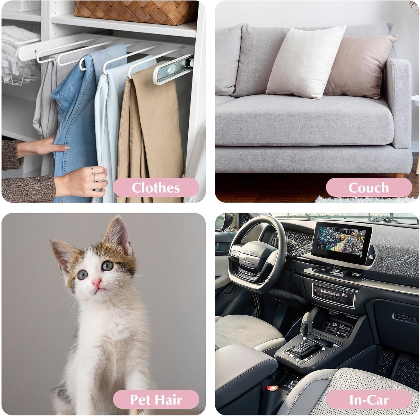 2Pcs Mini Lint Roller Travel Size Portable Lint Roller for Pet Hair Remover Pocket Travel Essentials for Clothes Reusable Purse Accessories Backpack Essentials (Pink Gray)