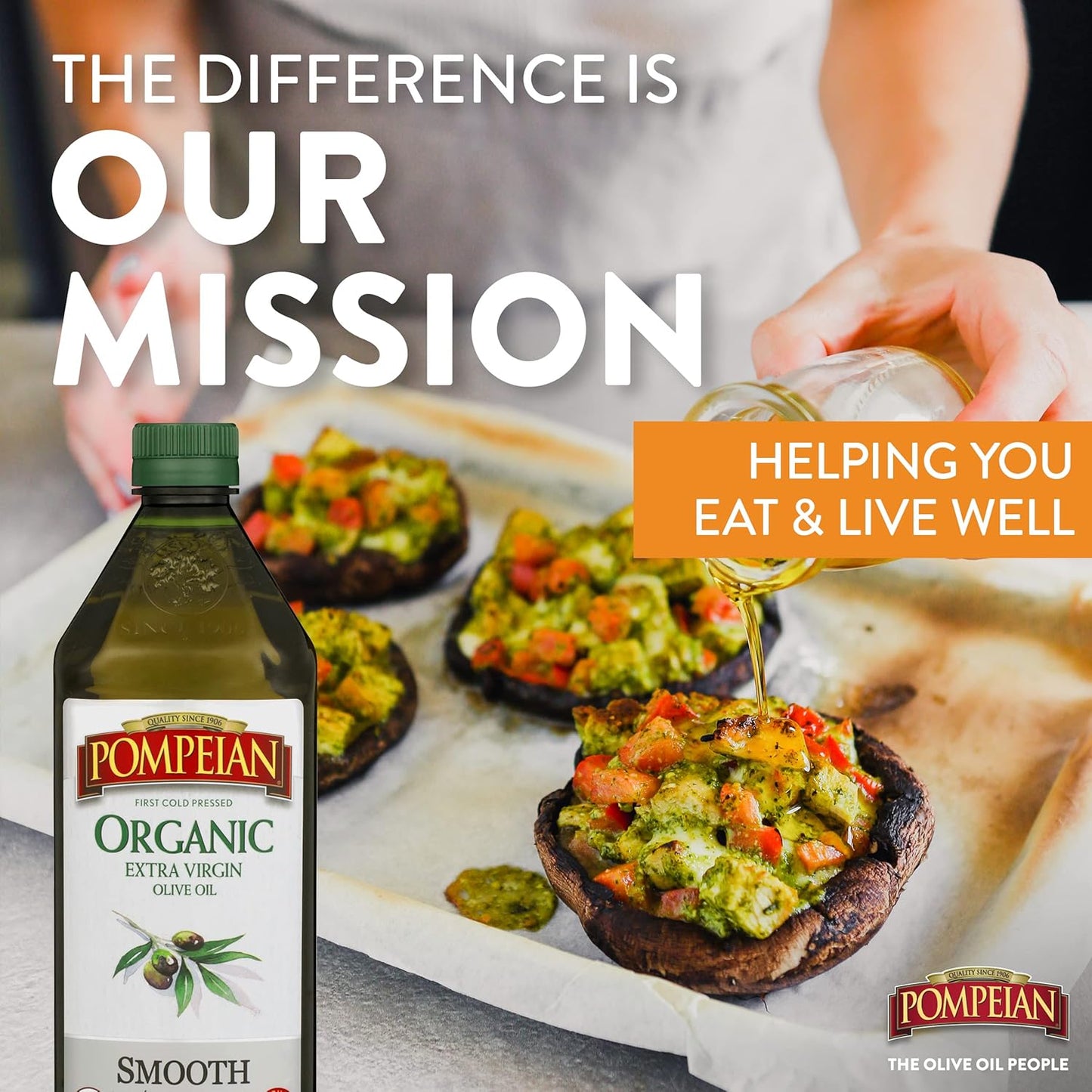 Pompeian USDA Organic Smooth Extra Virgin Olive Oil, Contains Polyphenols, First Cold Pressed, 32 Fl Oz