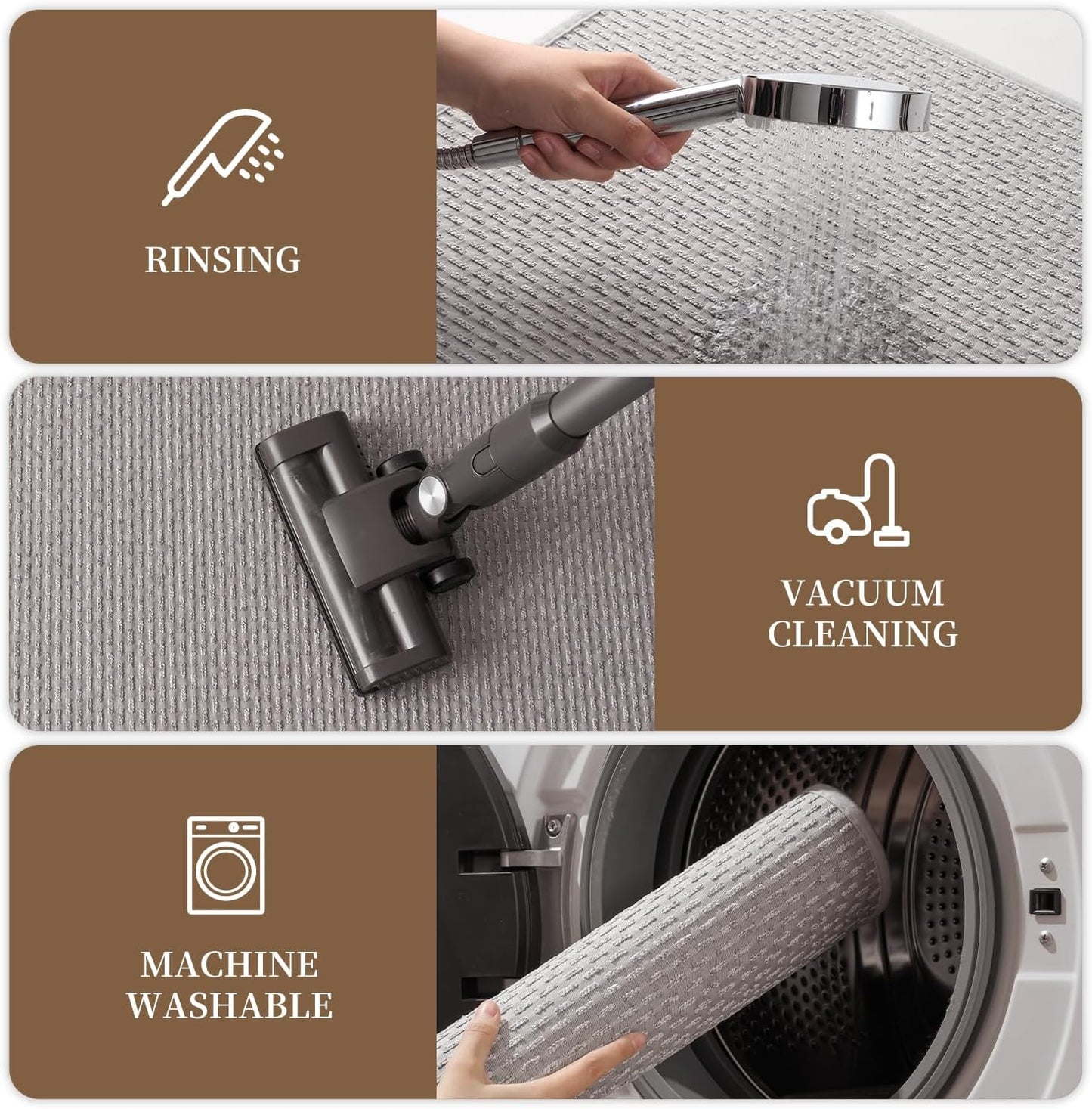 RESARE Non Slip Bath Mat - Machine Washable Bathroom Rug, Super Absorbent, Quick Dry, Ultra Soft, 17"x24", Light Grey