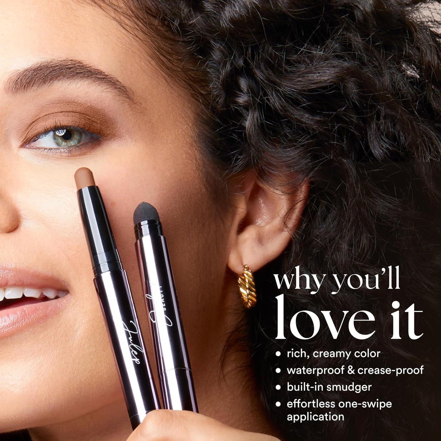 Julep Eyeshadow 101 Cream-to-Powder Waterproof Shadow Stick – Rainstorm Shimmer – Long-Lasting, Crease-Proof, Deep Silver Shimmer Cream Eyeshadow with Built-in Smudger