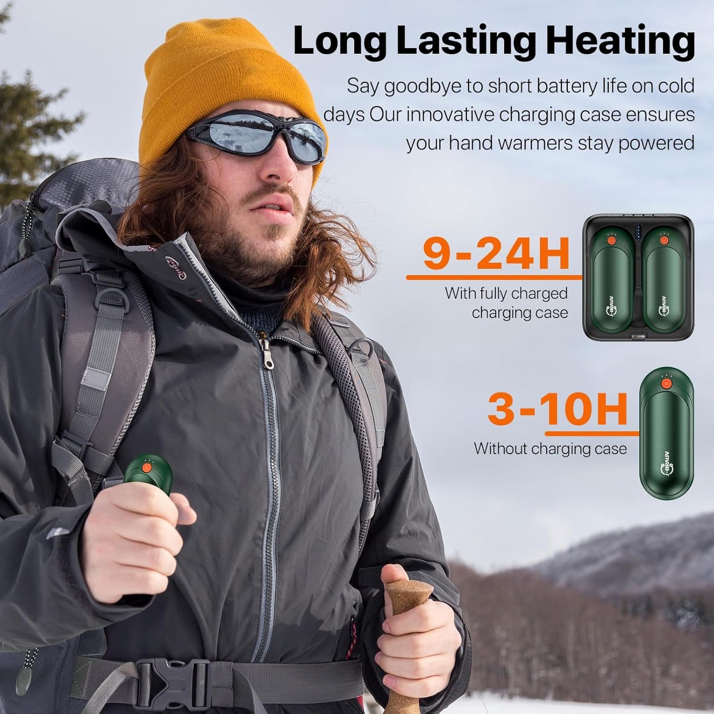 Hand Warmers Rechargeable 2 Pack, 14000mAh Electric Hand Warmers, Smart Chips 24Hrs Long Safe Heat, Portable Pocket Heater, Gifts for Christmas, Outdoor, Golf, Hunting, Camping Accessories