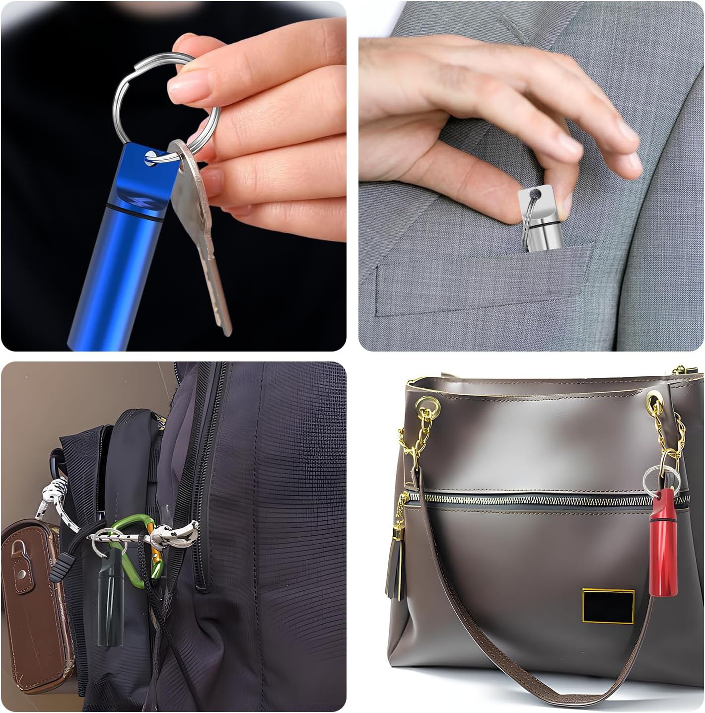 5 Packs Pill Case Keychain, Aluminum Alloy Mini Portable Pill Bottle, Waterproof Keychain Pill Holder for Purse, Pill Holder with Keyring for Outdoor Camping Travel(5 Colors)