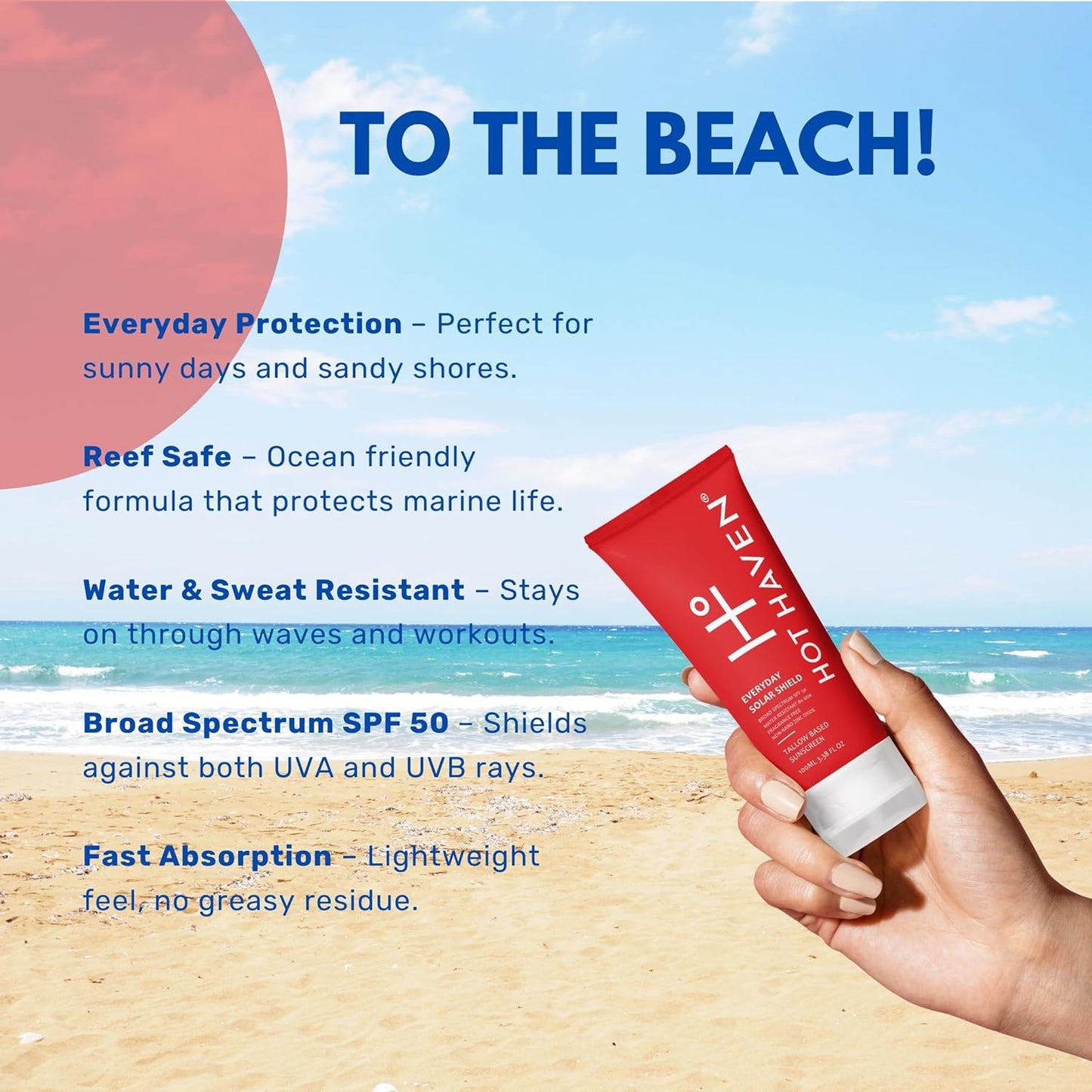 Tallow Sunscreen SPF 50 – Everyday Solar Shield Mineral Sunscreen | Grass-Fed Tallow & Zinc Oxide – Non-Greasy, Baby Safe, Reef Friendly, Chemical-Free Moisturizer – 3.38 oz