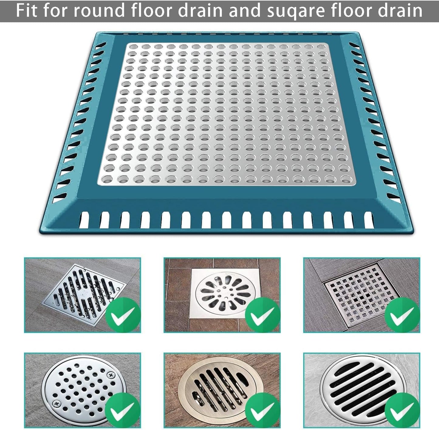 Hair Catcher/Drain Strainer/Shower Drain Cover for Bathroom Floor Drain, Stainless Steel and Silicone (Patented Product)