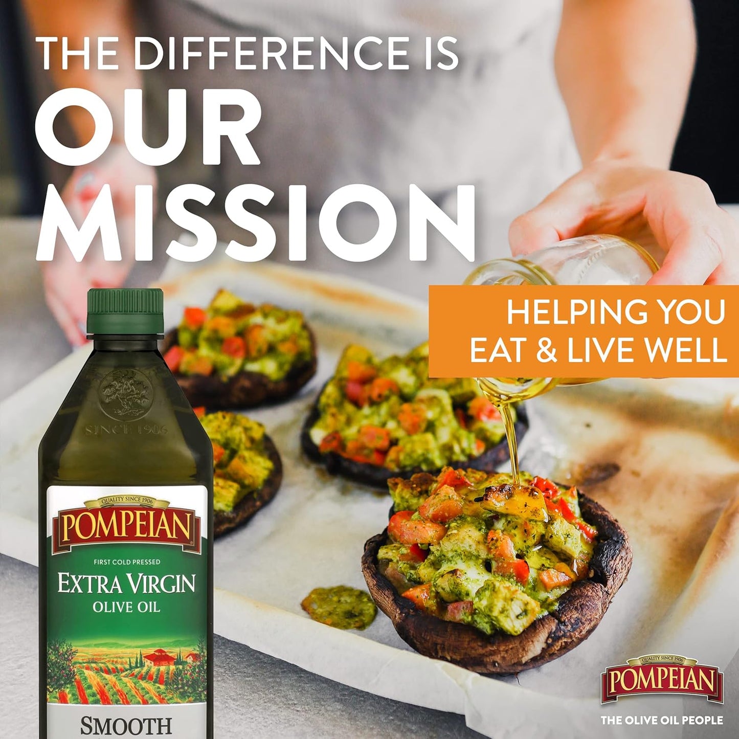 Pompeian Smooth Extra Virgin Olive Oil, Contains Polyphenols, First Cold Pressed, 24 Fl Oz