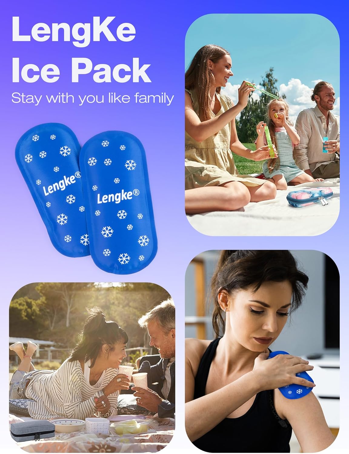 Leng Ke TSA Approved Ice Packs for Travel, 100g Reusable Ice Pack Suitable for Most Insulin Cooler Travel Case (4 Packs)