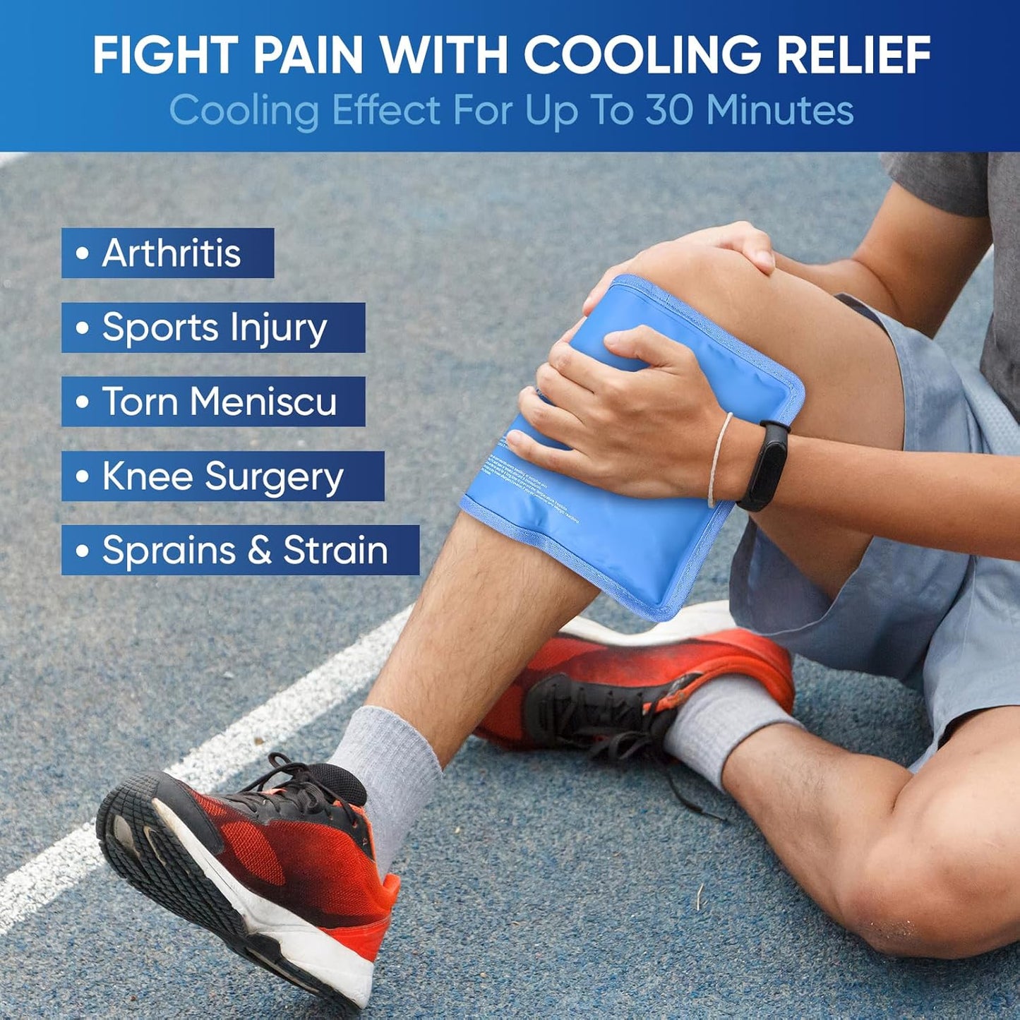 APEXUP Gel Ice Packs for Injuries Reusable, Flexible Double Sided Cold Packs for Injuries, Ice Pack for Knee, Shoulder, Back, Hip, Leg, Arm (Blue, S, 2PK)