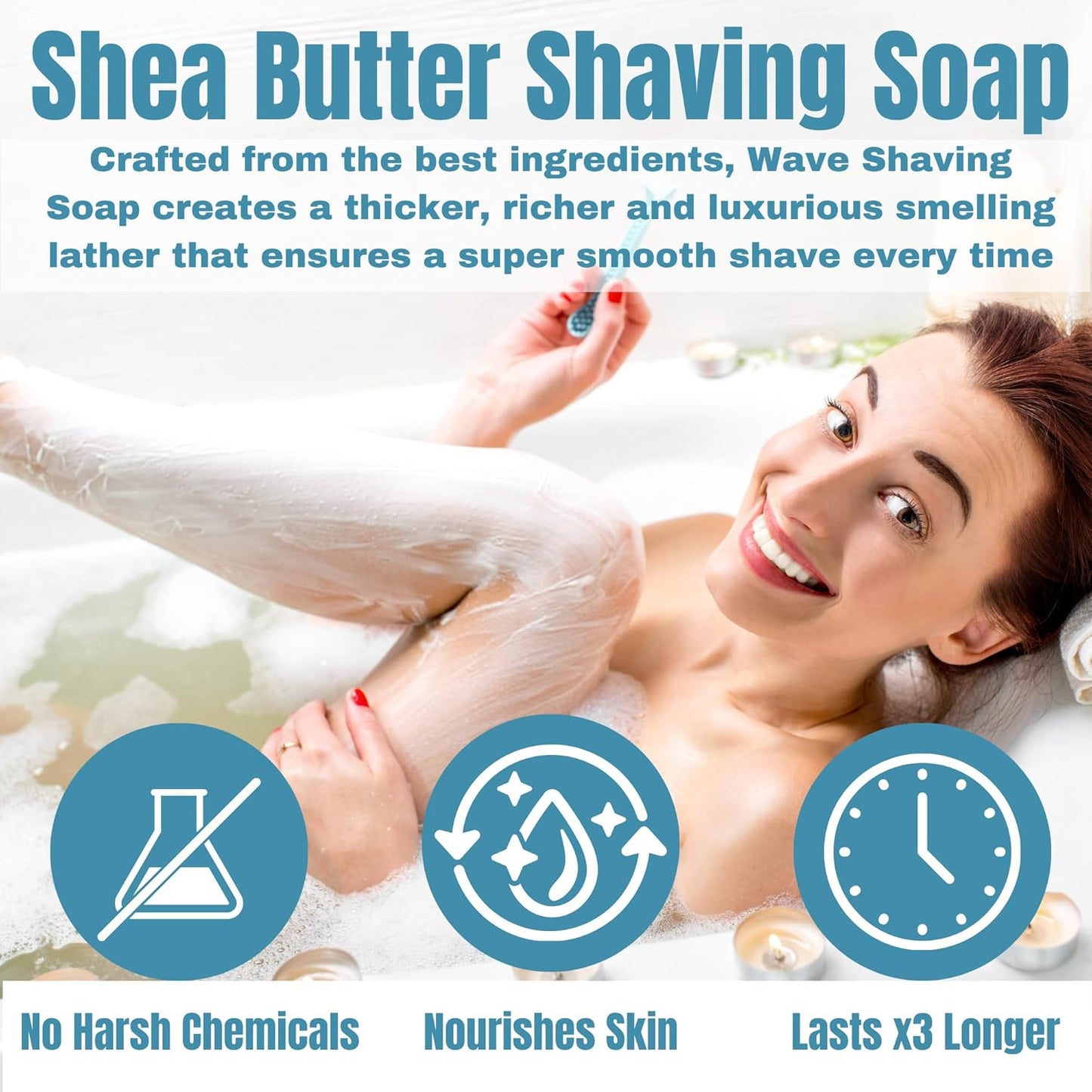 Women's Unscented Shea Butter All Natural Shaving Soap – Ideal for Sensitive Skin, Long Lasting, and Perfect for Shaving Legs – Moisturizes and Rehydrates Skin