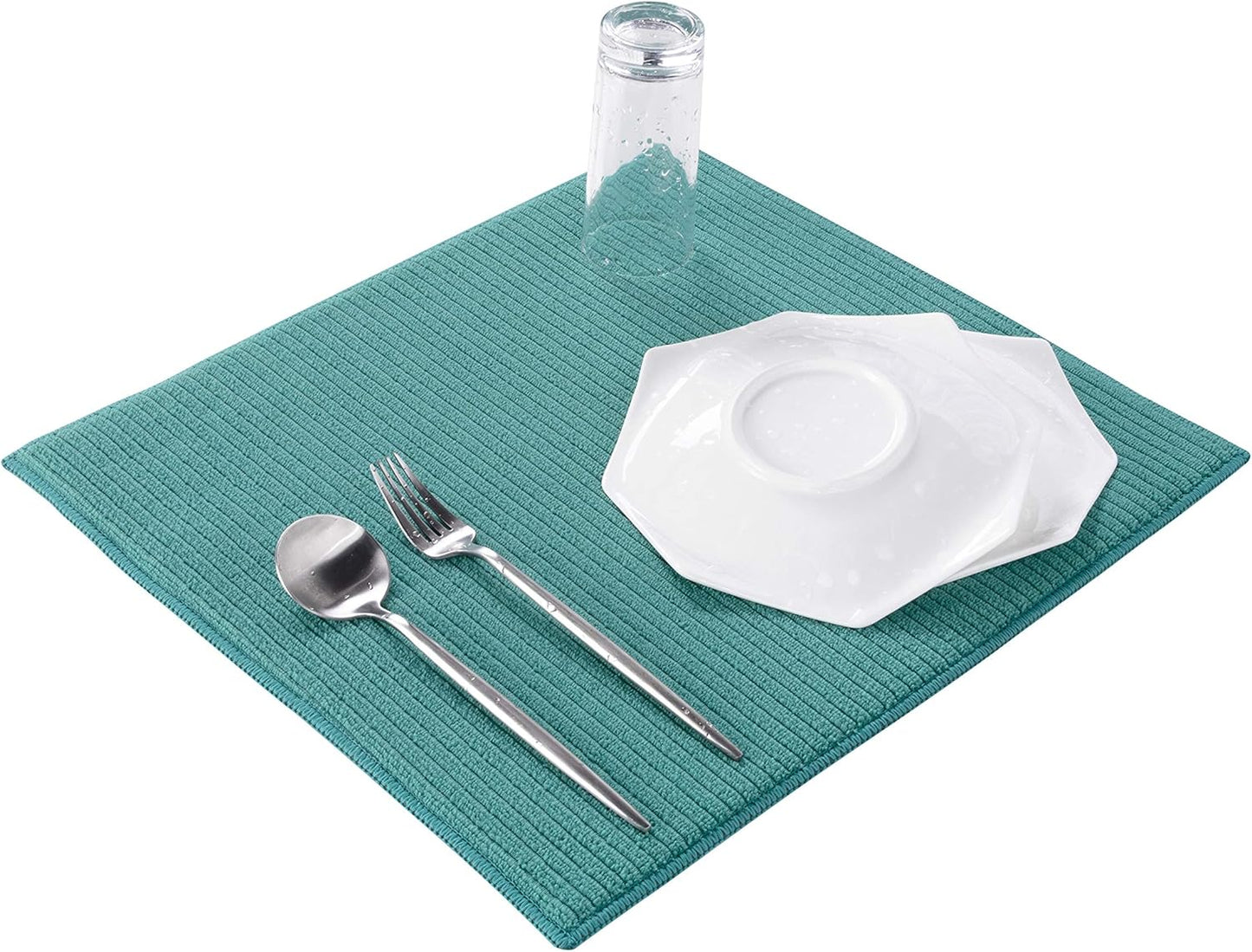 Absorbent, Reversible Microfiber Dish Drying Mat for Kitchen, 18 Inch x 24 Inch