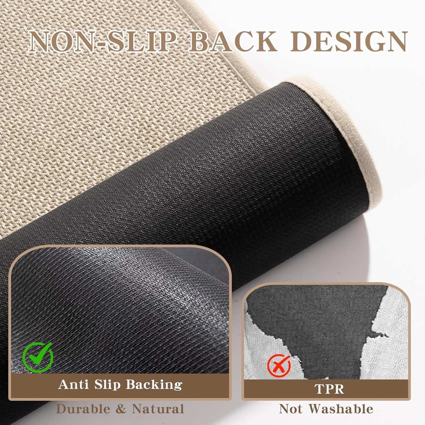 chakme Bathroom Rugs Mat 47x25, Ultra Thin Non Slip Bath Mat Large Quick Dry Absorbent Bath Mat for Bathroom Floor, (Light Beige, 47"x25")