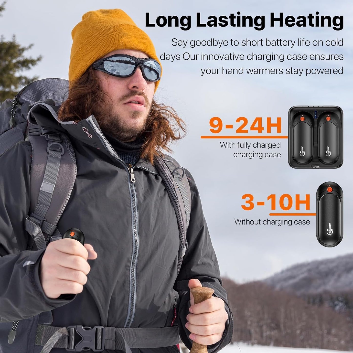 Hand Warmers Rechargeable 2 Pack, 14000mAh Electric Hand Warmers, Smart Chips 24Hrs Long Safe Heat, Portable Pocket Heater, Gifts for Christmas, Outdoor, Golf, Hunting, Camping Accessories