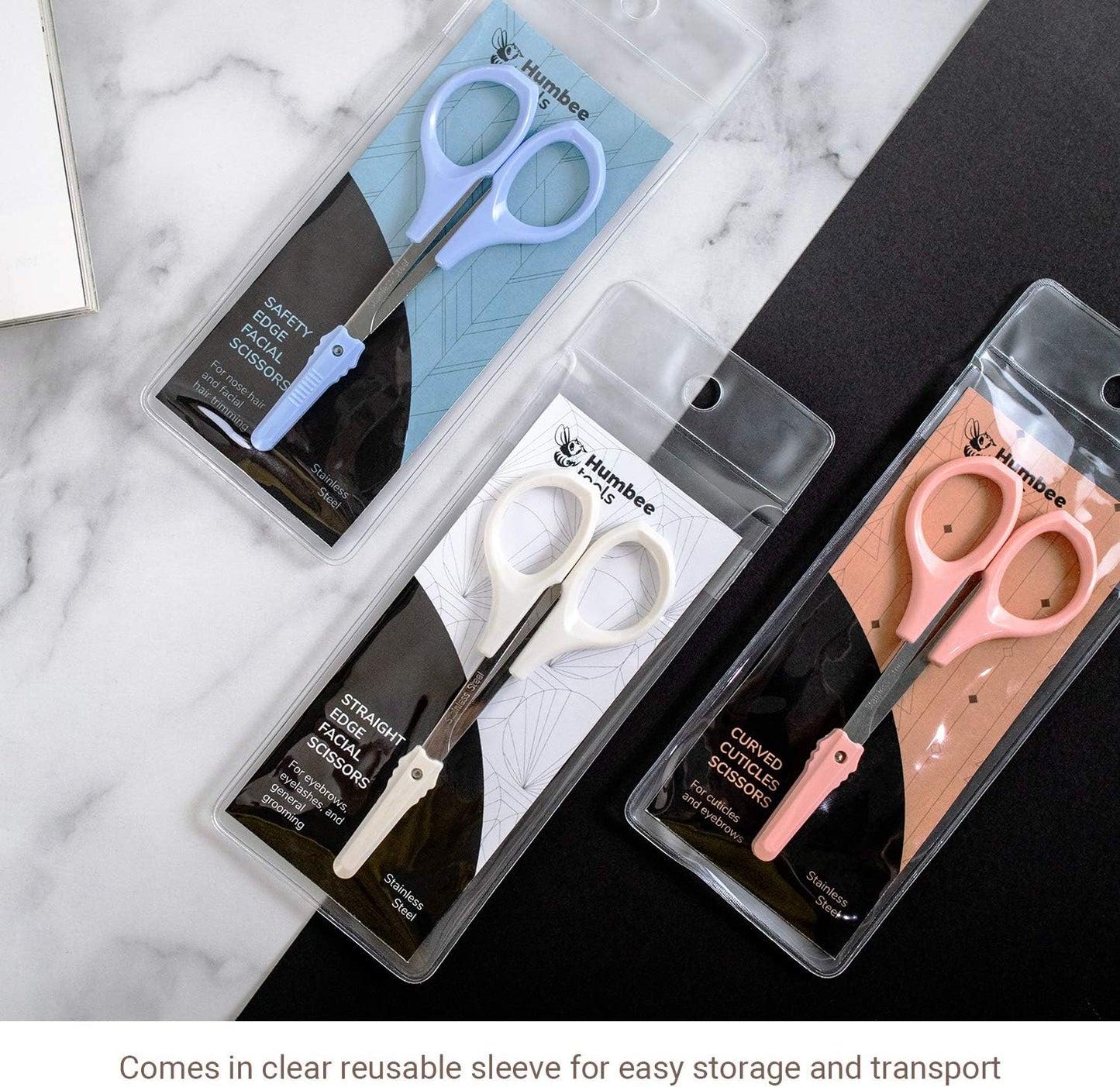 Scissors with Cap- Self Care - Hair Trimmer - Facial, Nose Hair, Eyebrow, Mustache & Beard Grooming - Curved Edge, Pink Short Cap