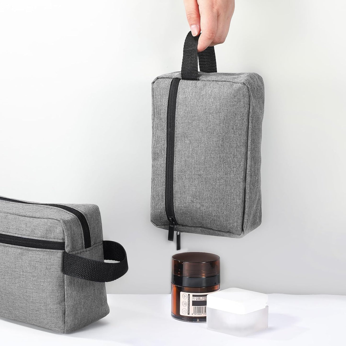 Paterr 16 Pcs Travel Toiletry Bag for Women Men Large Water Resistant Shaving Bag Hanging Cosmetic Bag with Handle and Divider Storage Travel Pouch Case (Gray)