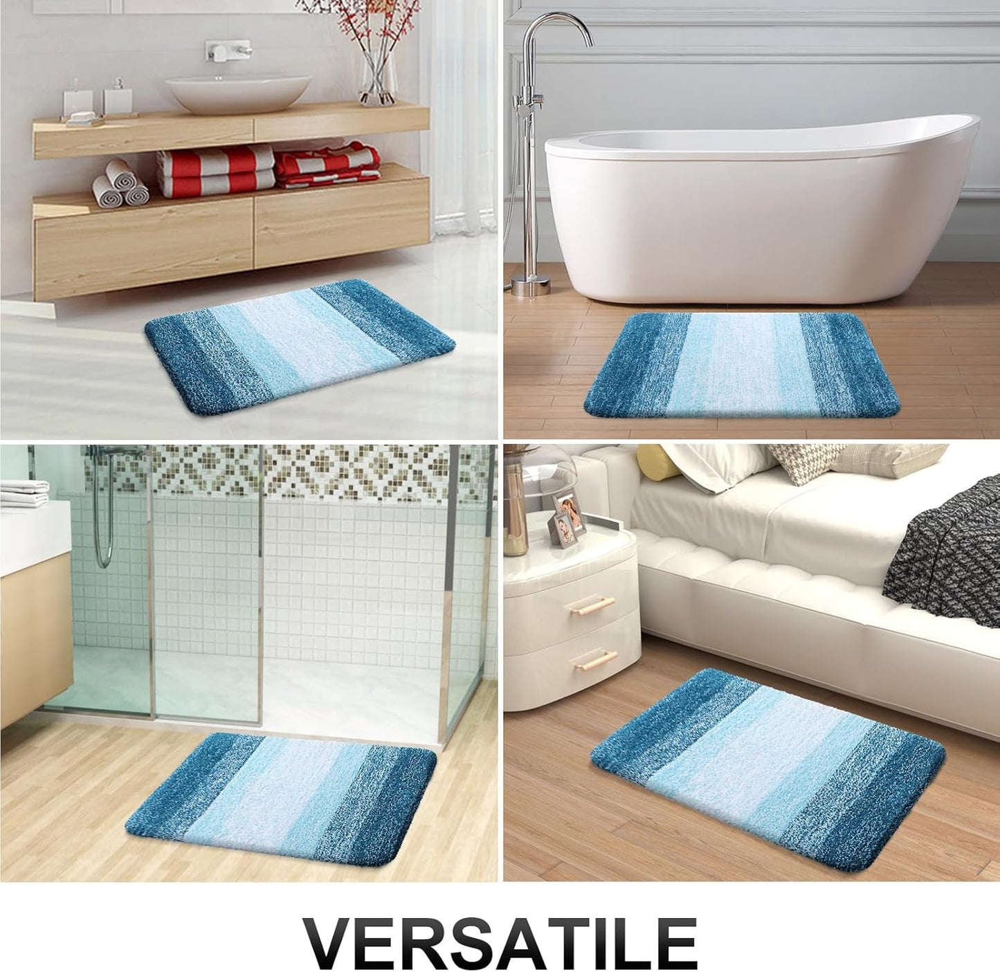 OLANLY Bathroom Runner Rugs 70x24, Extra Soft Absorbent Microfiber Bath Rugs, Rubber Backing, Quick Dry, Washable Bath Mats for Bathroom Floor, Tub and Shower, Home Decor Accessories, Peacock Blue