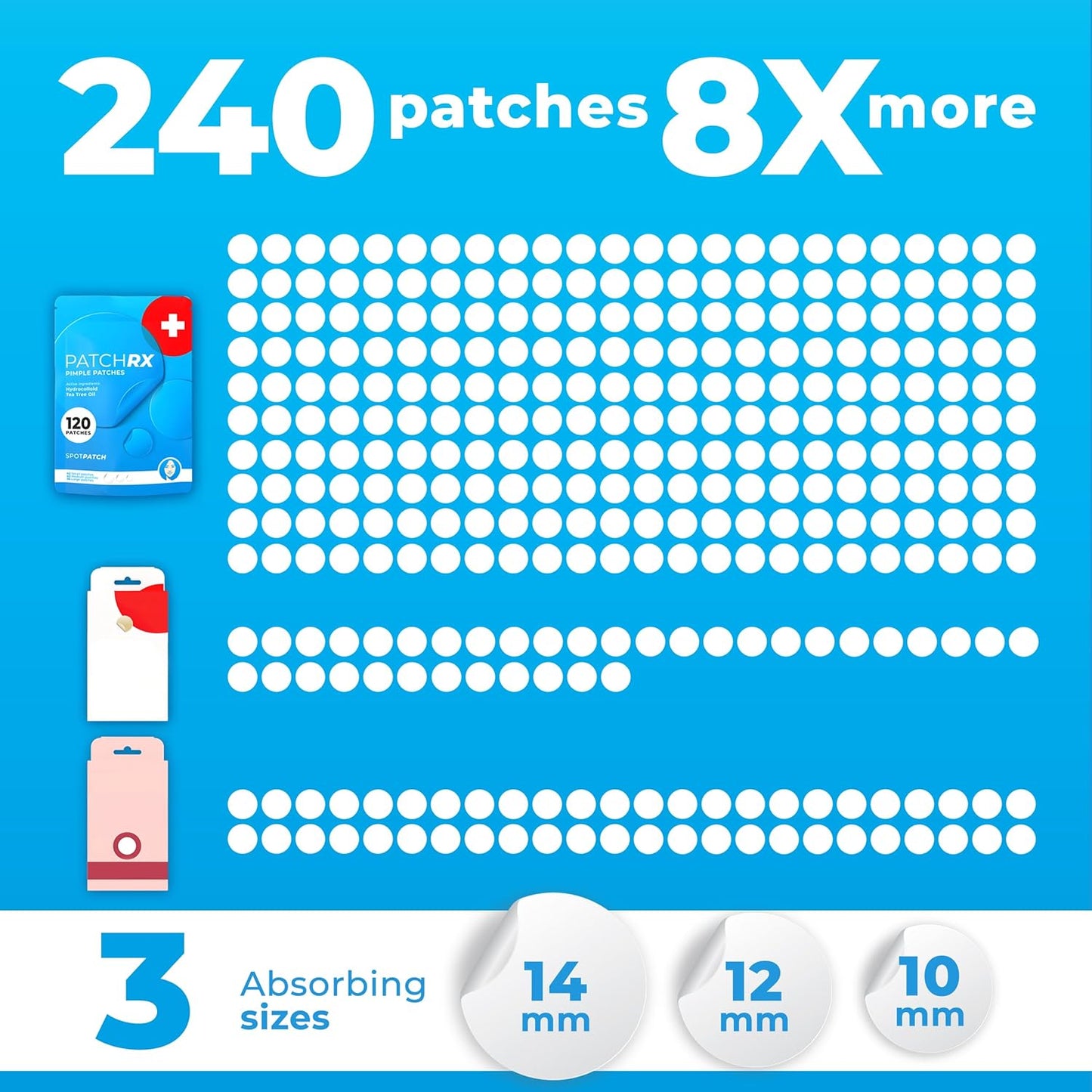 Pimple Patches for Face (240 Patches), Hydrocolloid Acne Patches with Tea Tree Oil, Pimple Stickers - Acne Pimple Patches For Face - Zit Patches