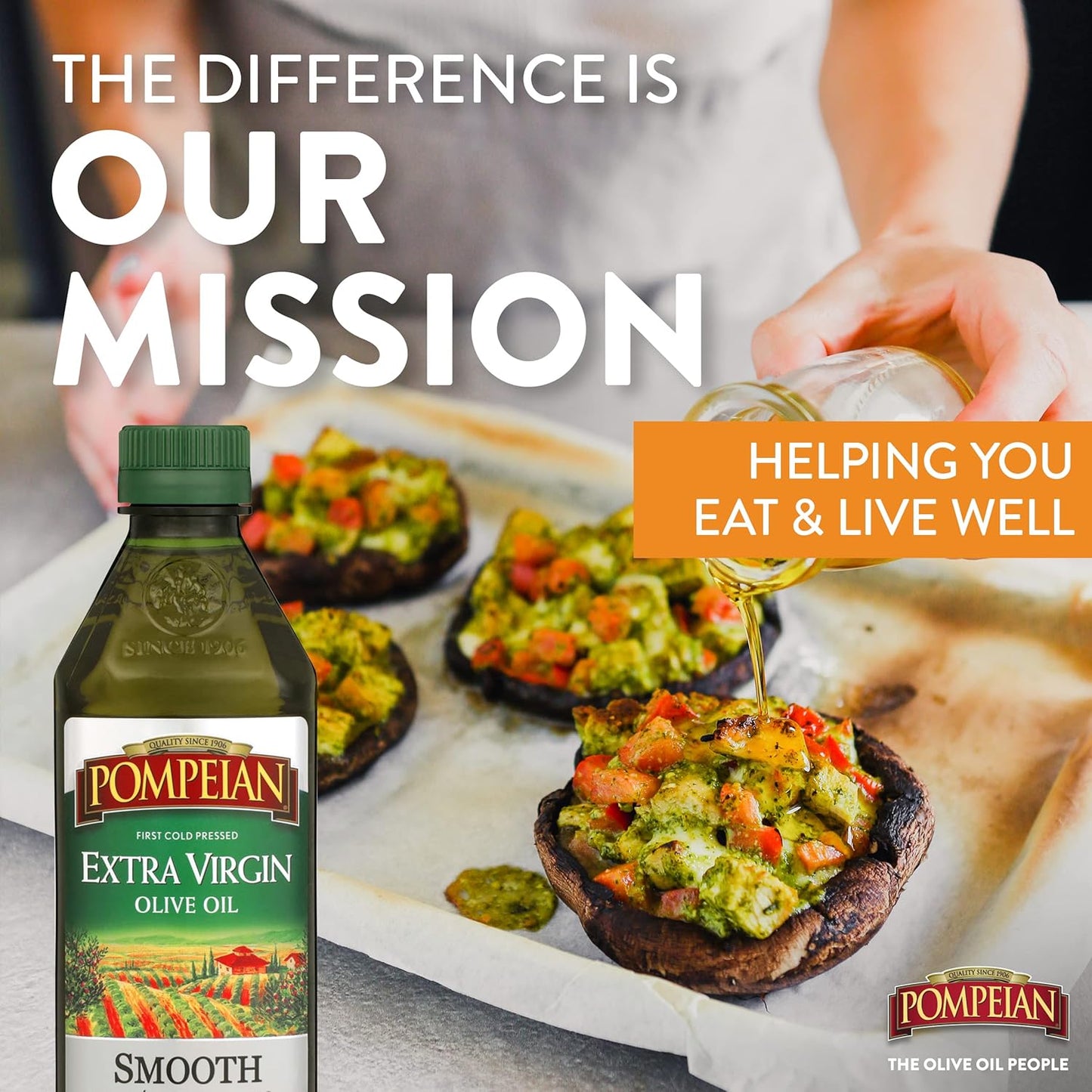 Pompeian Smooth Extra Virgin Olive Oil, Contains Polyphenols, First Cold Pressed, 16 FL Oz