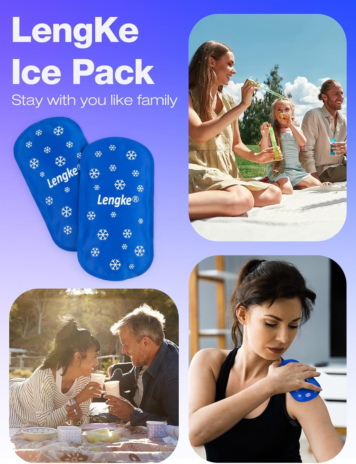 2Pcs Large Ice Packs for Insulin Cooler Travel Case TSA Approved 160g, Sutiable for Most Insulin Cooler Travel Case,Reusable Ice Pack by Leng Ke