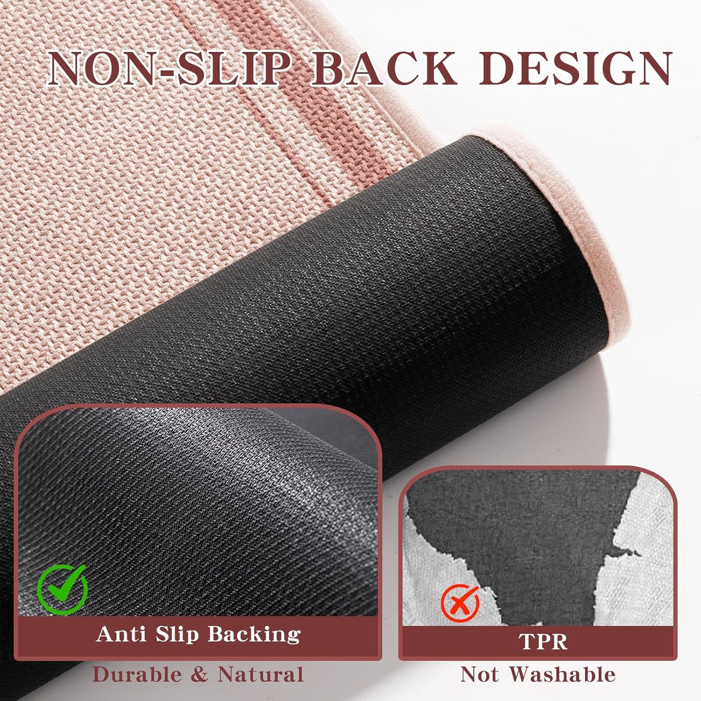 chakme Bathroom Rugs Mat 32x17, Ultra Thin Non Slip Bath Mat Quick Dry Absorbent Bath Mat for Bathroom Floor, (Light Pink, 32"x17")