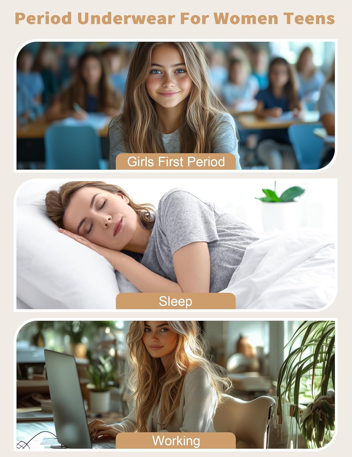 EcoPeriod Period Underwear for Women Heavy Flow High Waist Postpartum Underwear Menstrual Leakproof Period Panties