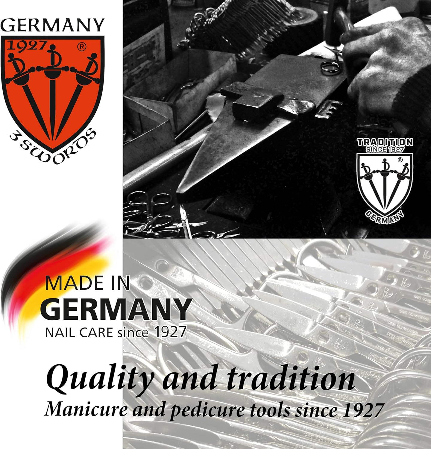 3 Swords Germany - brand quality 11 piece manicure pedicure grooming kit set for professional finger & toe nail care scissors clipper fashion leather case in gift box, Made by 3 Swords